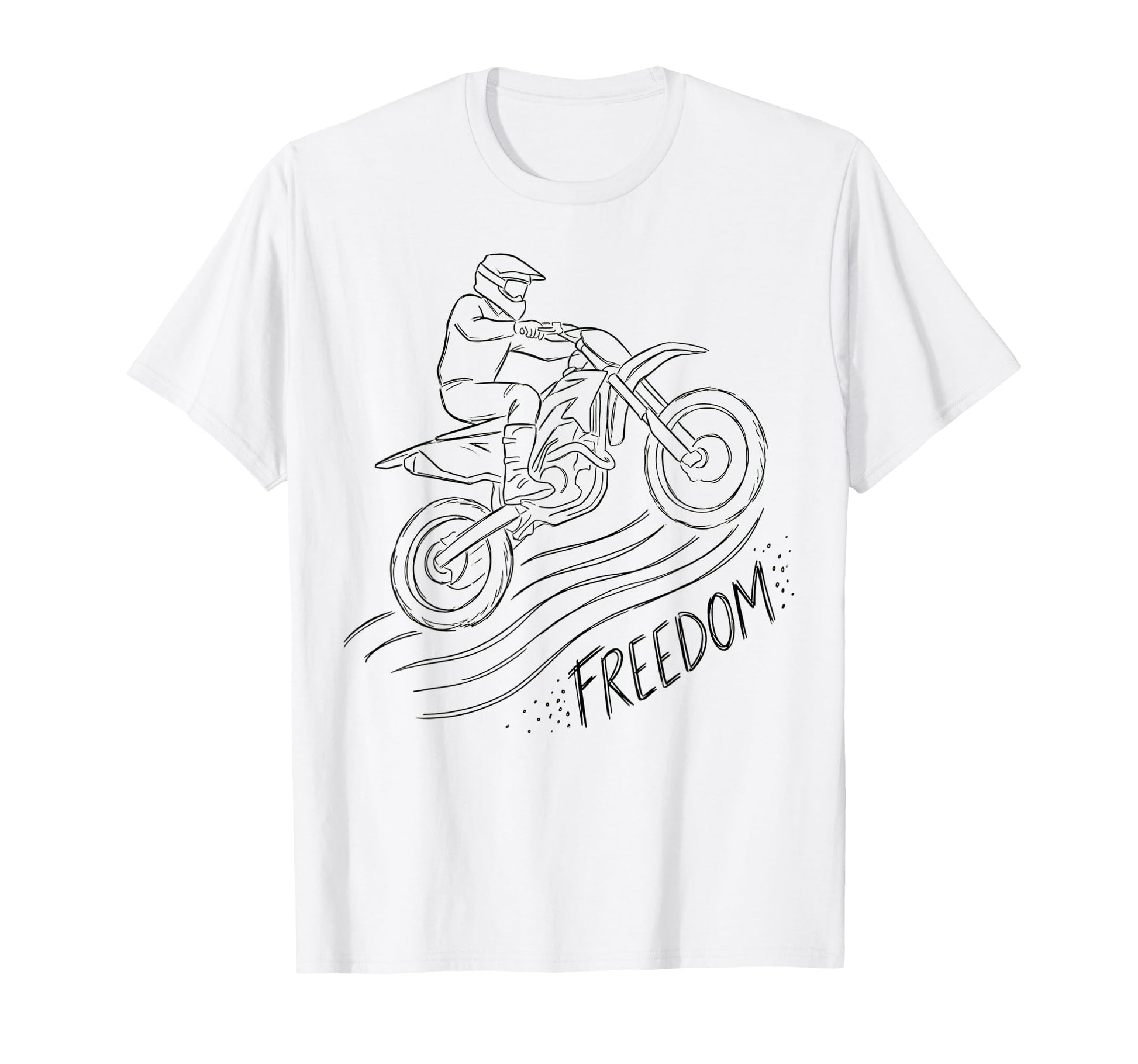 Freedom Dirt Bike Motocross Minimalist T-Shirt - Graphic Print Men Women - T-Shirt, Sweatshirt, Hoodie