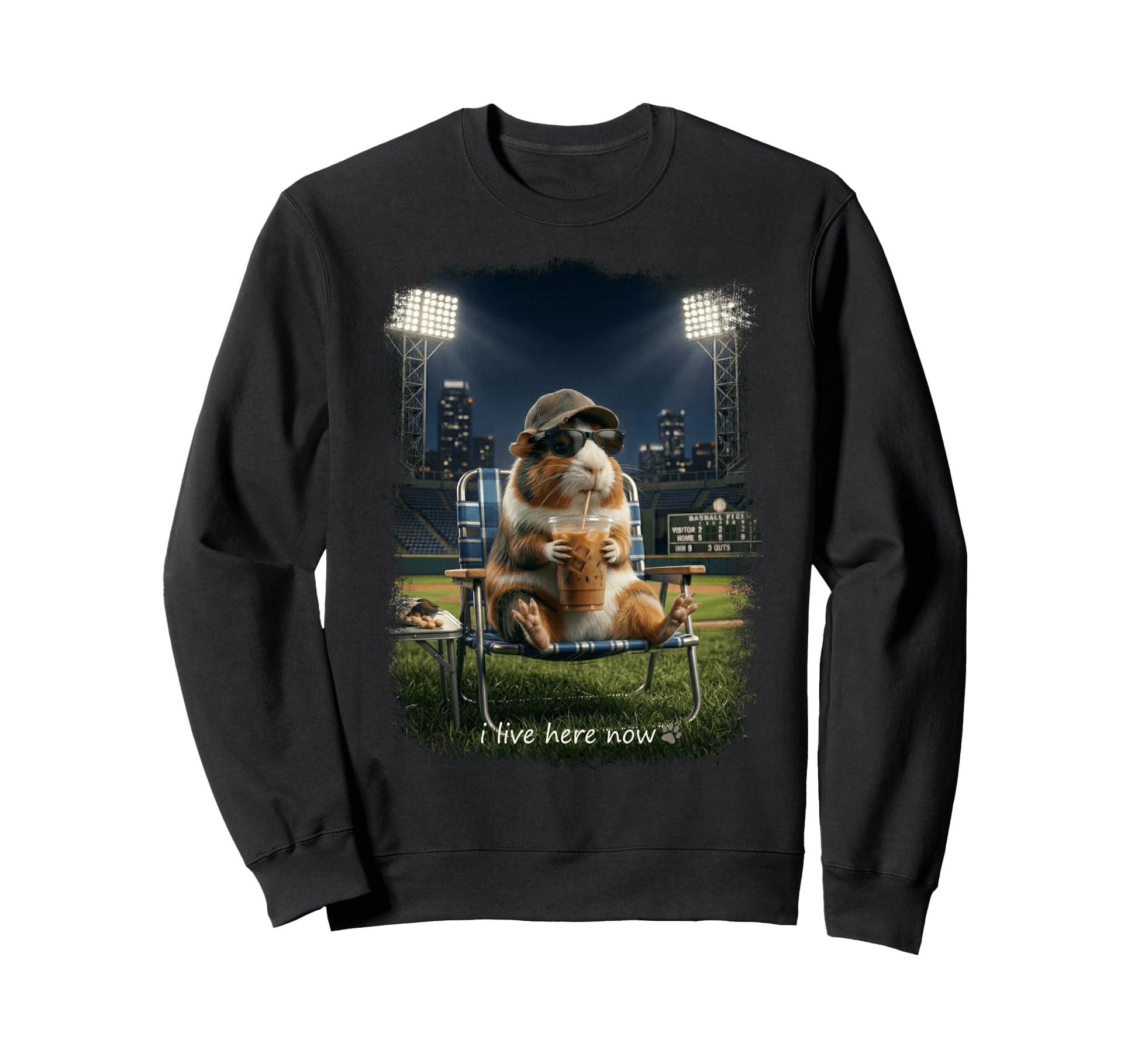 Funny Guinea Pig Ballfield Sweatshirt - Casual Everyday Wear for Adults - T-Shirt, Sweatshirt, Hoodie