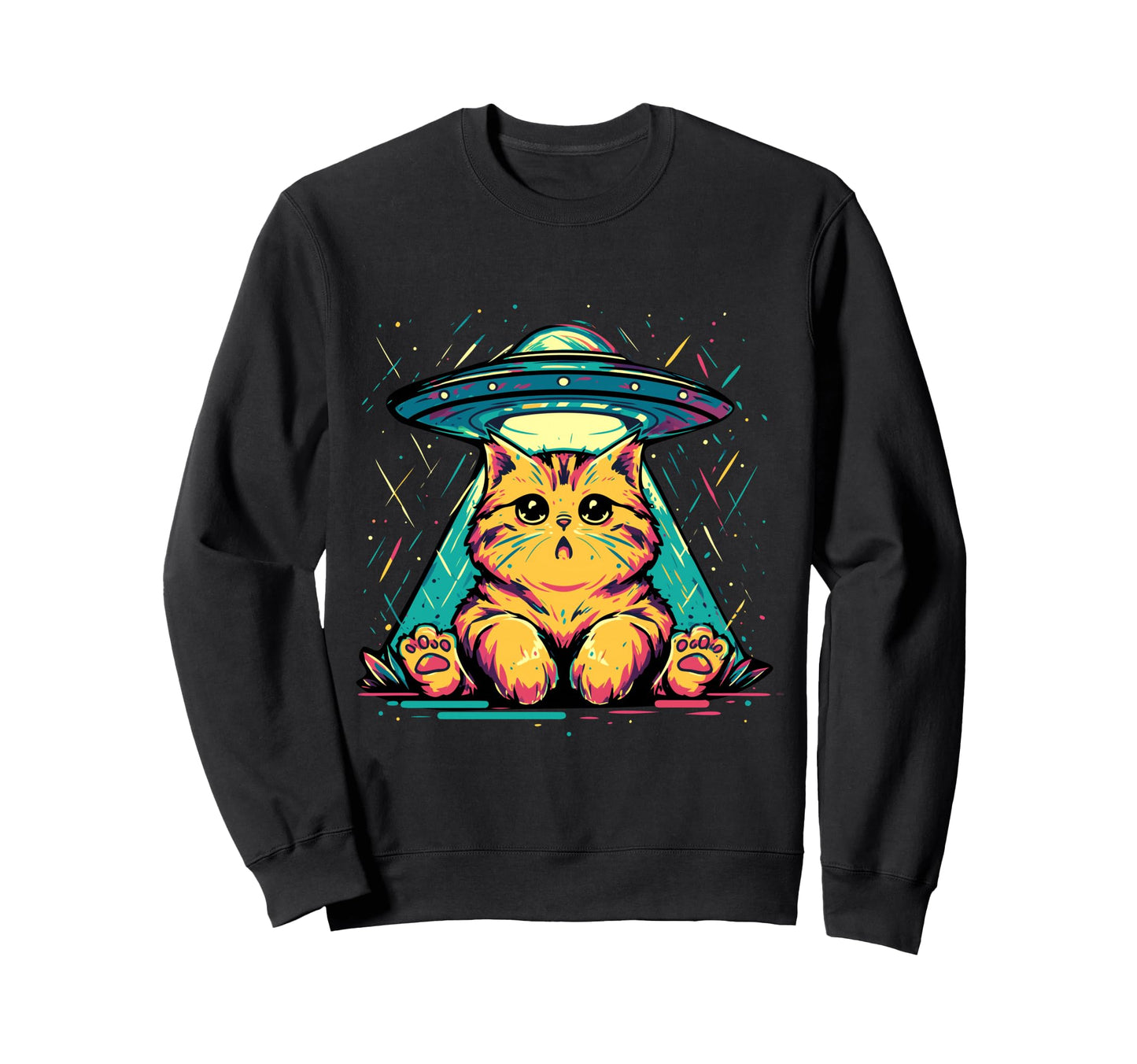 Cartoon Ufo Alien Cat Selfie Pop Sweatshirt - Streetwear Style for Adults - T-Shirt, Sweatshirt, Hoodie