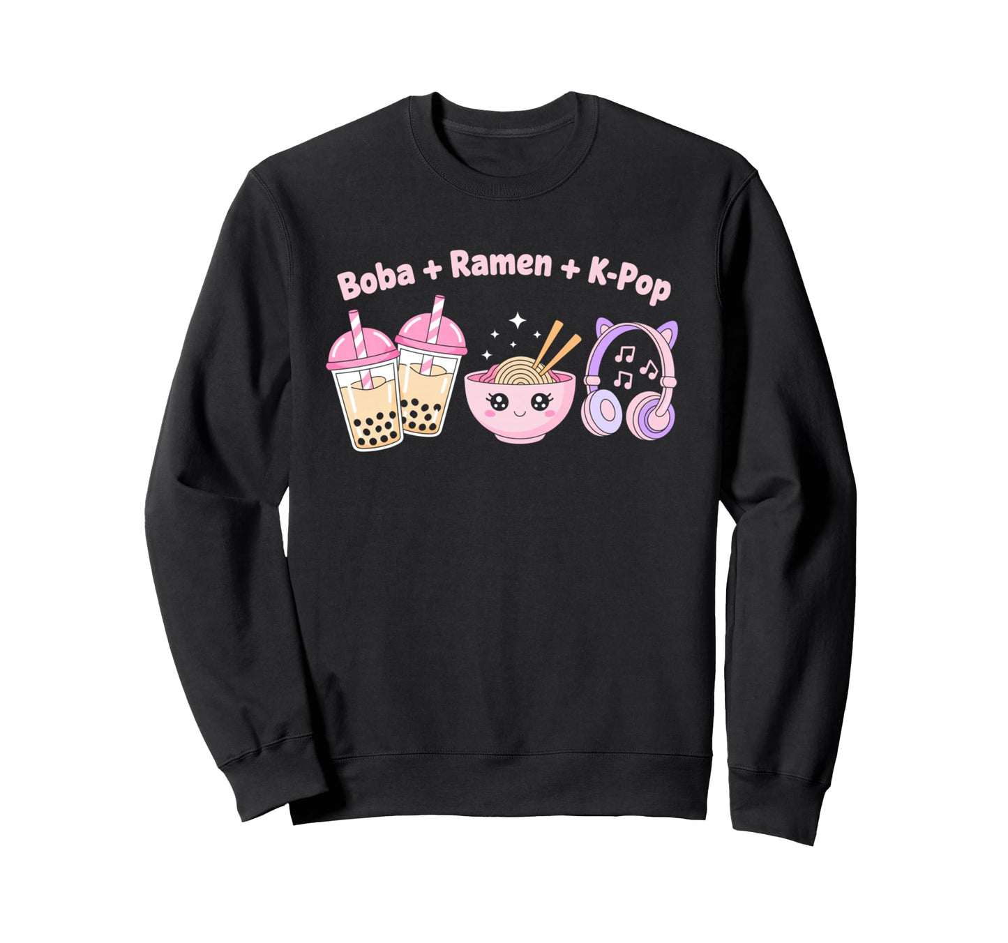 Kawaii Kpop Boba Ramen K Pop Sweatshirt - Custom Art Print for Adults - T-Shirt, Sweatshirt, Hoodie