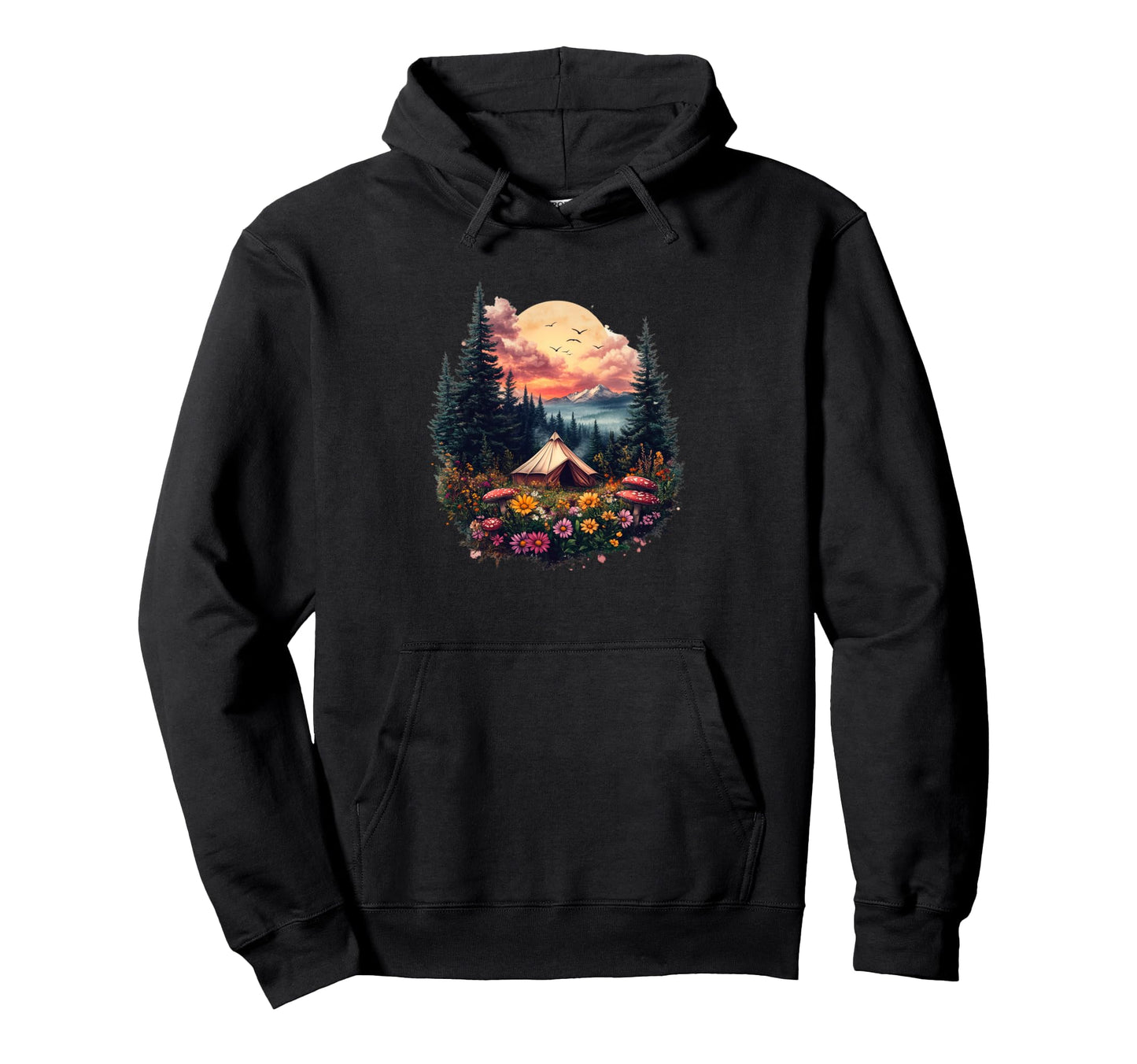 Cozy Camping Tent Boho Forest Hoodie - Fun Novelty Design Men Women - T-Shirt, Sweatshirt, Hoodie