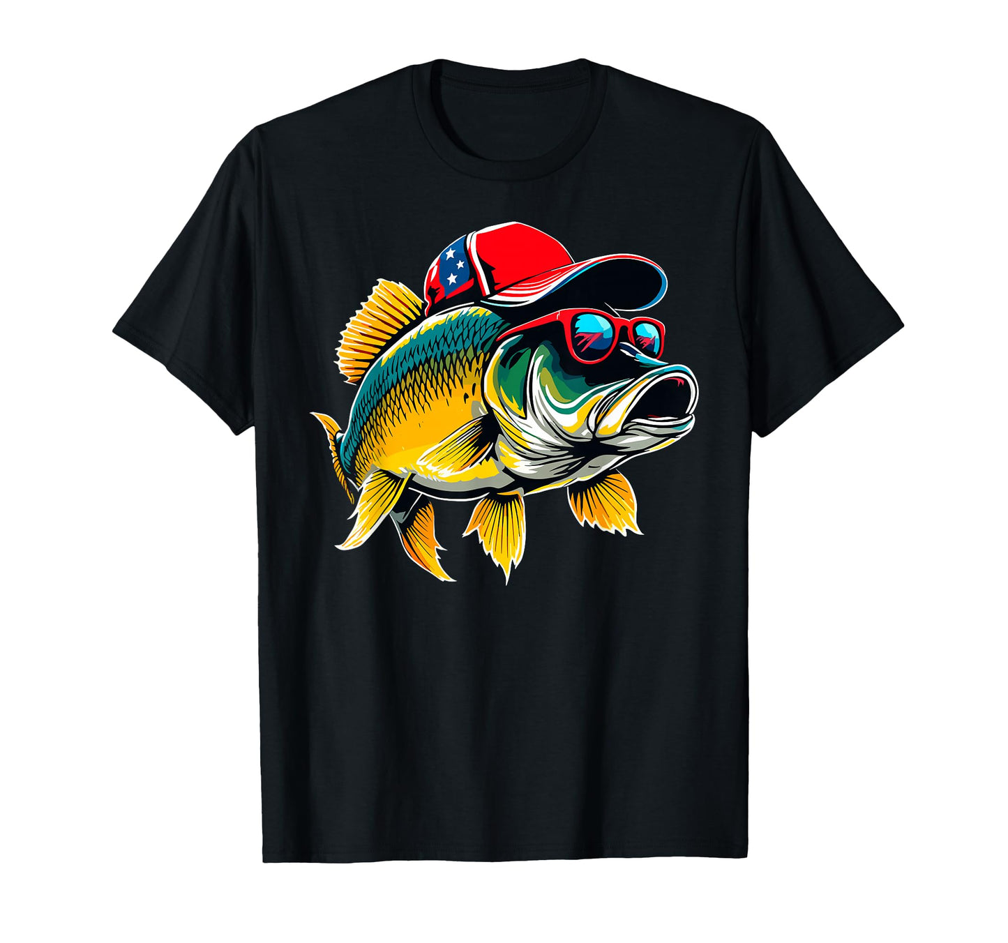 Sunglasses Bass Fishing Dad Fish T-Shirt - Fun Novelty Design for Adults - T-Shirt, Sweatshirt, Hoodie