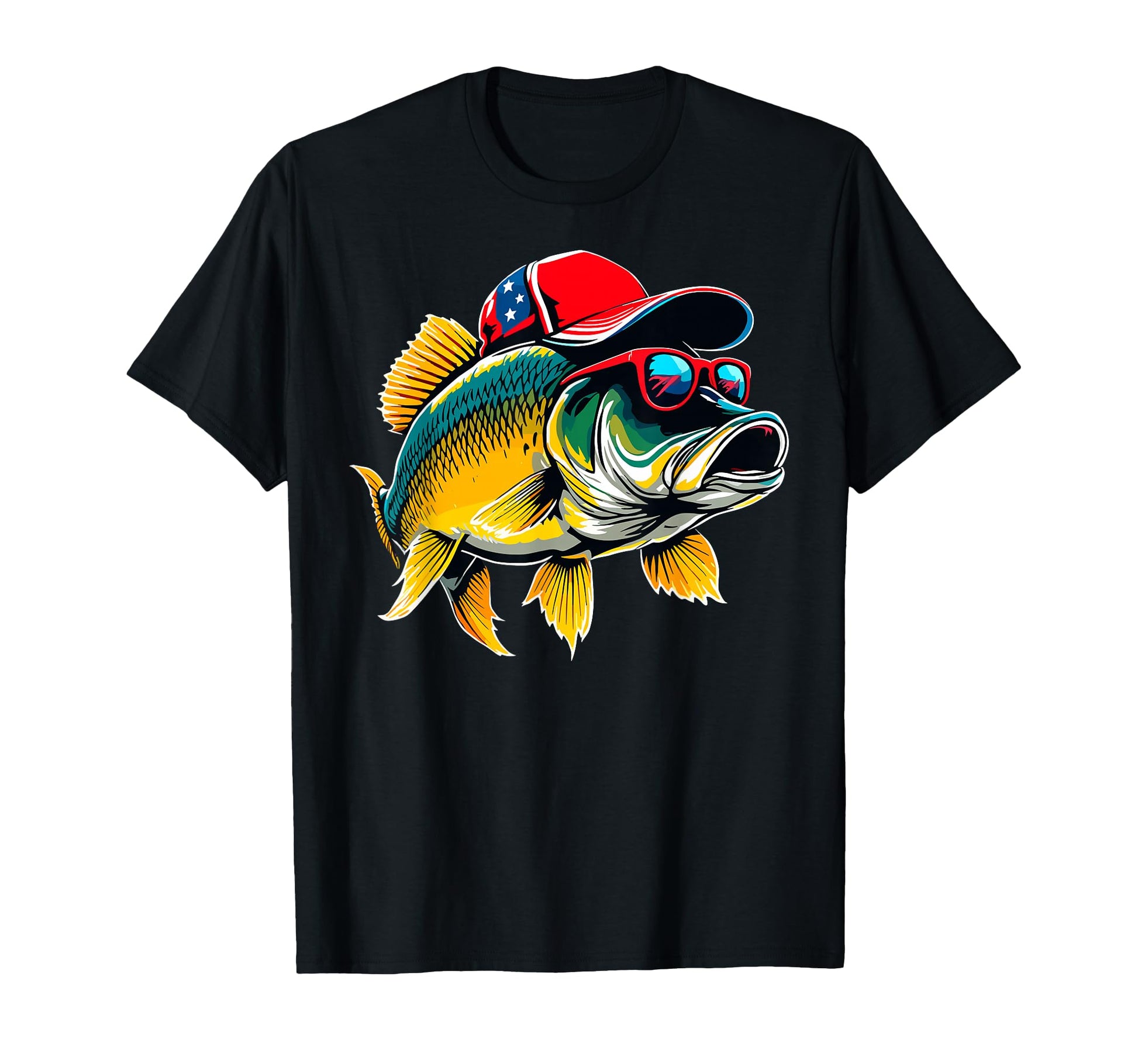 Sunglasses Bass Fishing Dad Fish T-Shirt - Fun Novelty Design for Adults - T-Shirt, Sweatshirt, Hoodie