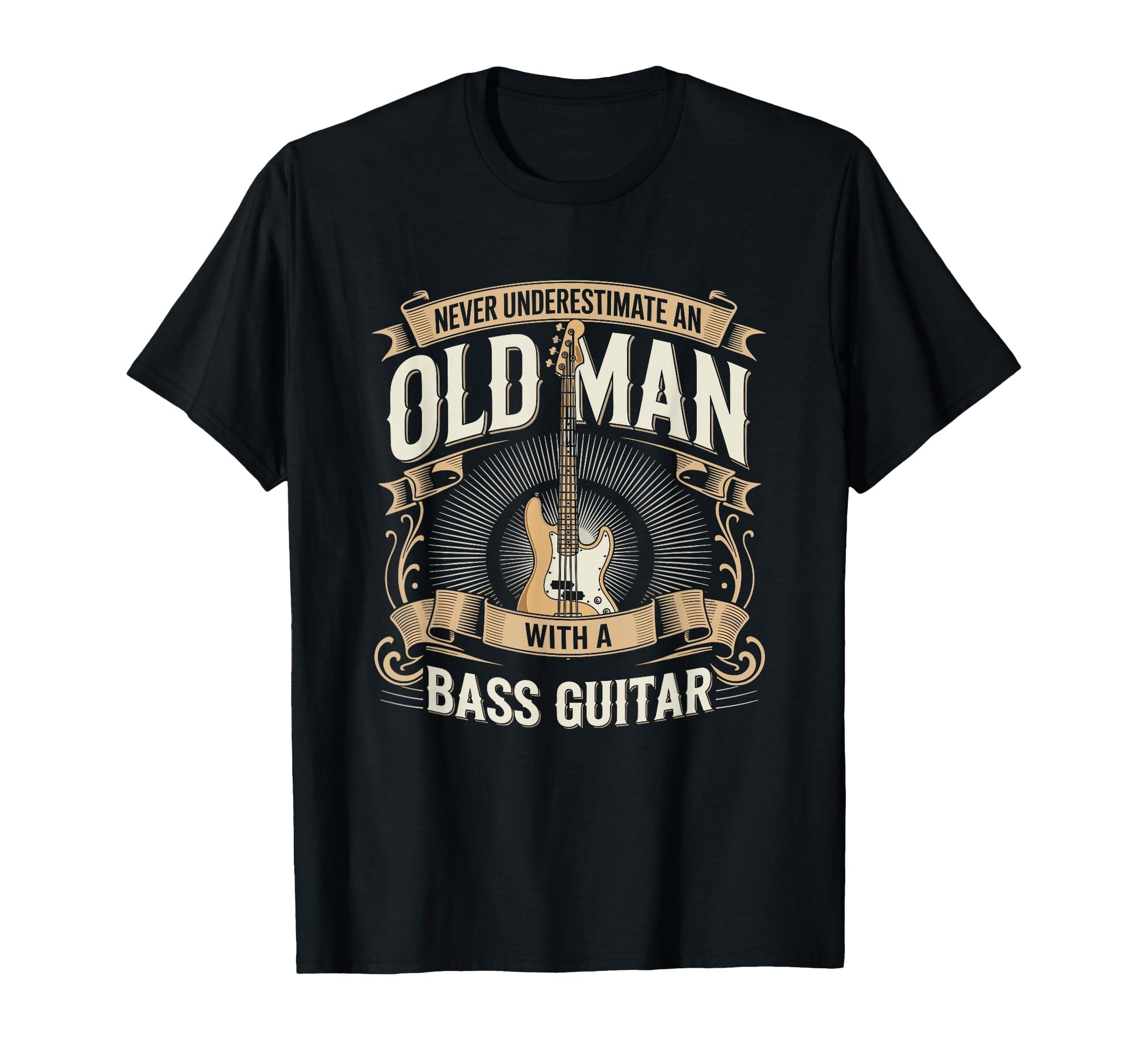 Never Underestimate Old Bass Guitar T-Shirt - Minimalist Print for Adults - T-Shirt, Sweatshirt, Hoodie