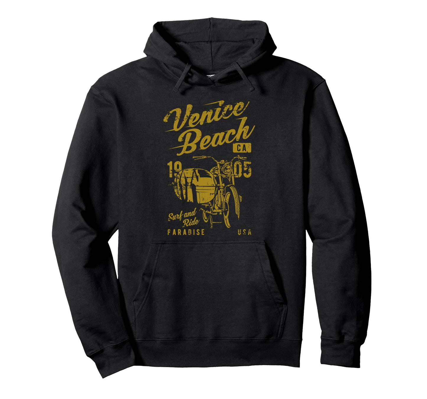 Venice Beach California Distressed Hoodie - Custom Art Print for Adults - T-Shirt, Sweatshirt, Hoodie