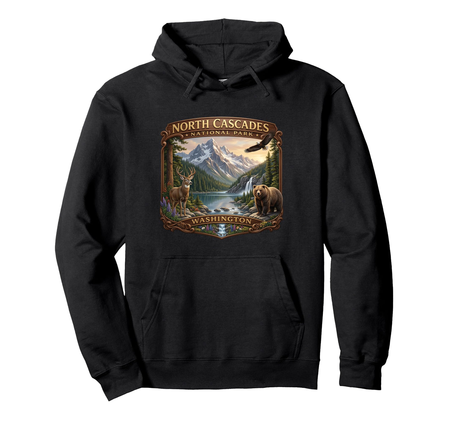 North Cascades National Park Hoodie - Custom Art Print Men Women - T-Shirt, Sweatshirt, Hoodie