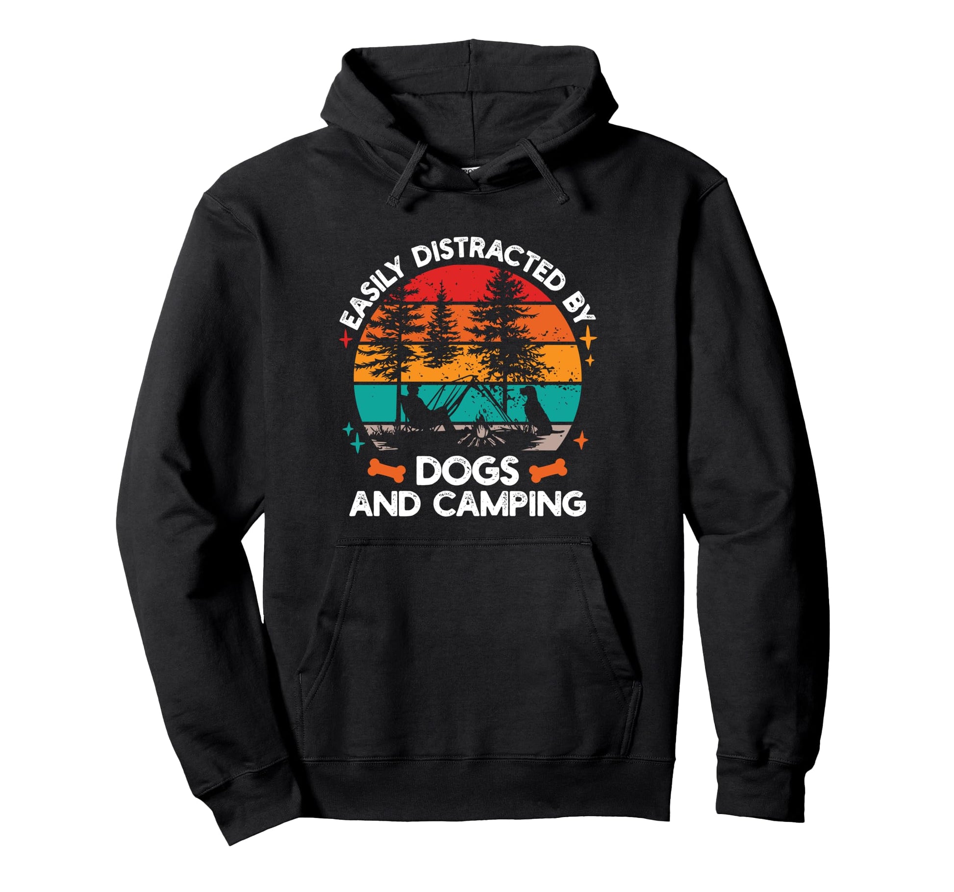 Easily Distracted Dogs And Camping Dog Hoodie - Graphic Print for Adults - T-Shirt, Sweatshirt, Hoodie