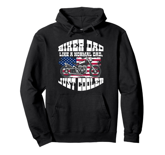 Biker Dad Motorcycle Rider Usa Flag Gift Hoodie - Aesthetic Graphic Unisex - T-Shirt, Sweatshirt, Hoodie