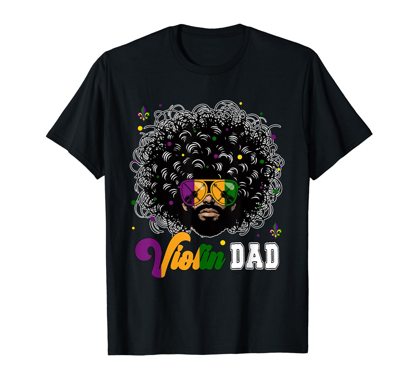 Violin Dad Mardi Gras Afro Sunglasses T-Shirt - Trendy Graphic Unisex - T-Shirt, Sweatshirt, Hoodie