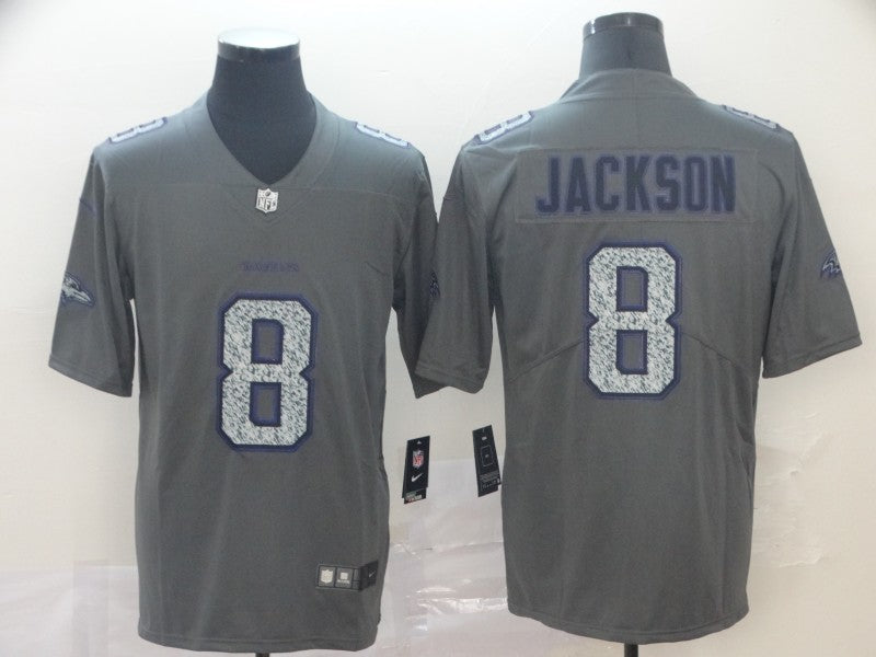 Men's Baltimore Ravens Lamar Jackson #8 Gray Player Game Jersey1 football jersey product view 1