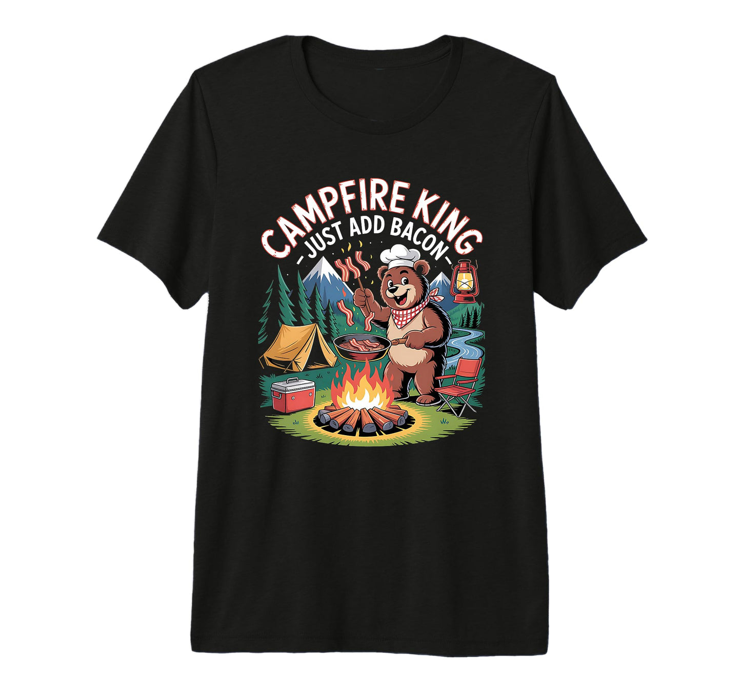 Mens Campfire King Just Add Bacon T-Shirt - Streetwear Style for Adults - T-Shirt, Sweatshirt, Hoodie