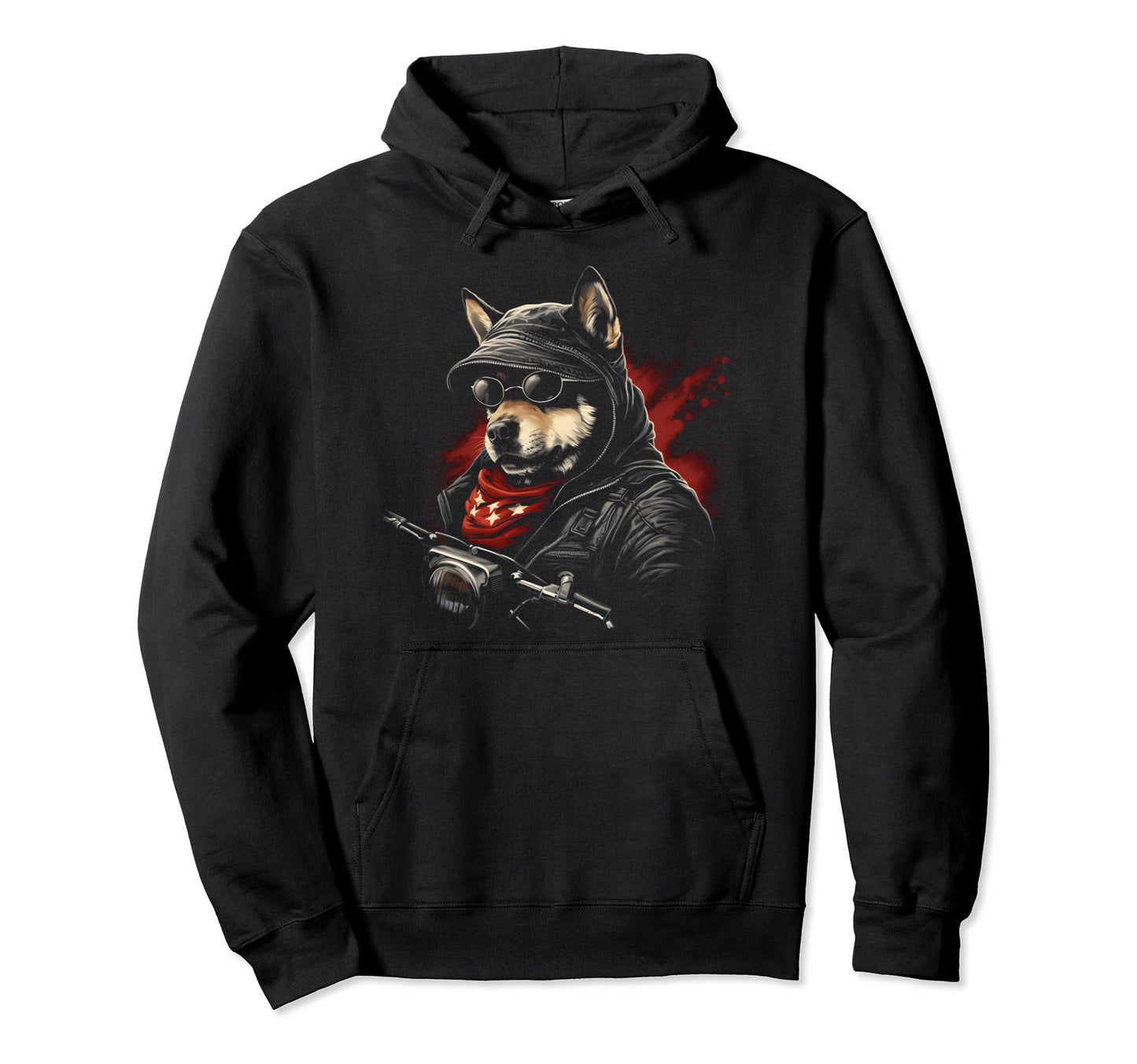 Motorcycle Dad Biker Dog Akita Dad Rider Hoodie - Graphic Print for Adults - T-Shirt, Sweatshirt, Hoodie