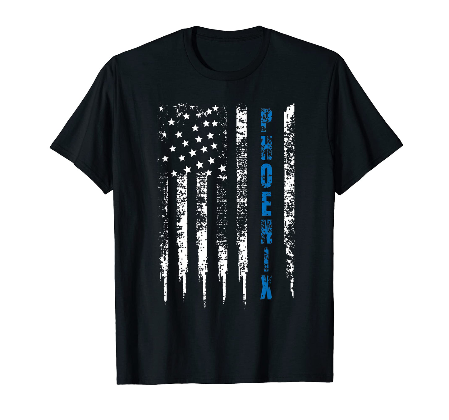 Blue Line Phoenix Distressed National T-Shirt - Trendy Graphic for Adults - T-Shirt, Sweatshirt, Hoodie