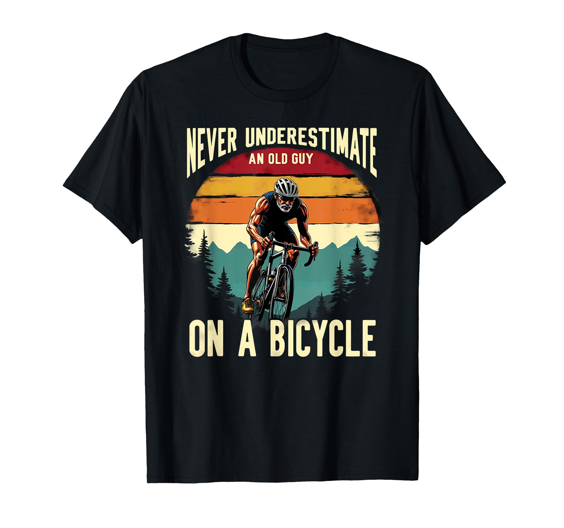 Never Underestimate Old Guy Bicycle T-Shirt - Custom Art Print Men Women - T-Shirt, Sweatshirt, Hoodie