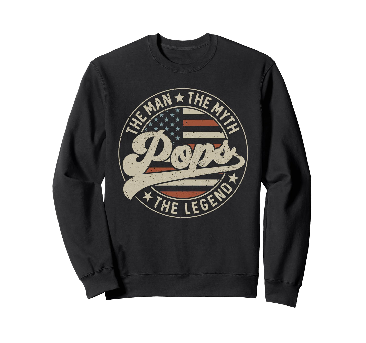 Pops Myth Legend Us Flag Fathers Sweatshirt - Minimalist Print for Adults - T-Shirt, Sweatshirt, Hoodie