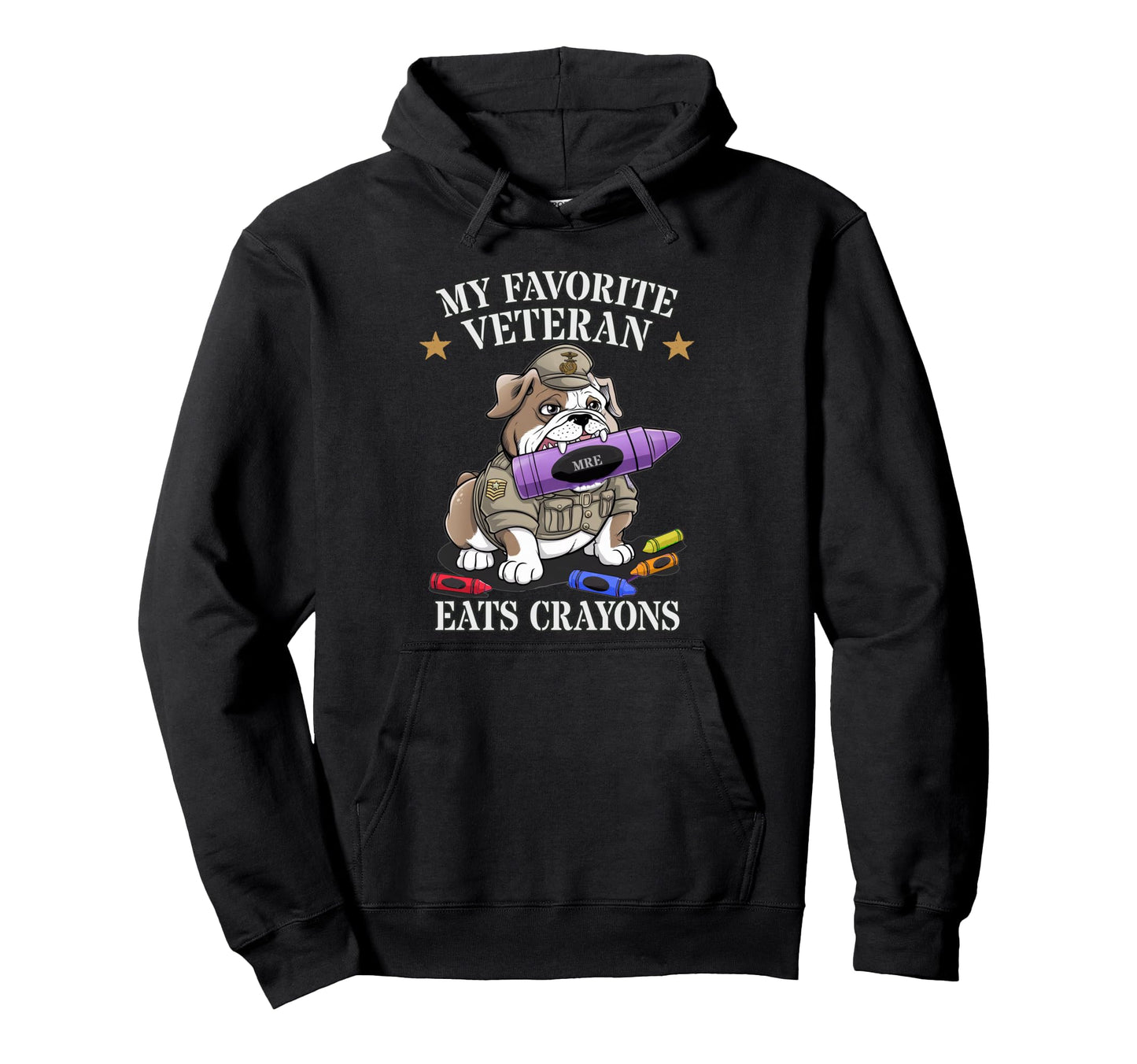 Bulldog My Favorite Veteran Eats Hoodie - Streetwear Style for Adults - T-Shirt, Sweatshirt, Hoodie