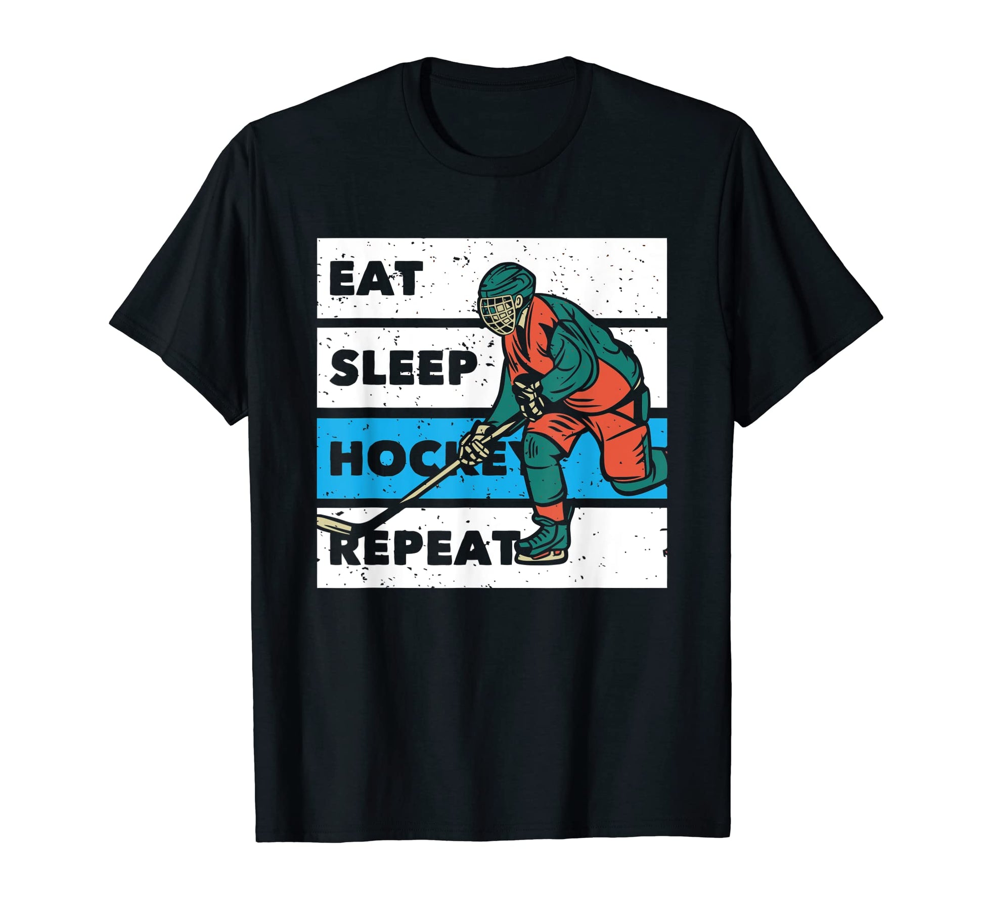 Eat Sleep Hockey Repeat Hockey Funny T-Shirt - Graphic Print for Adults - T-Shirt, Sweatshirt, Hoodie