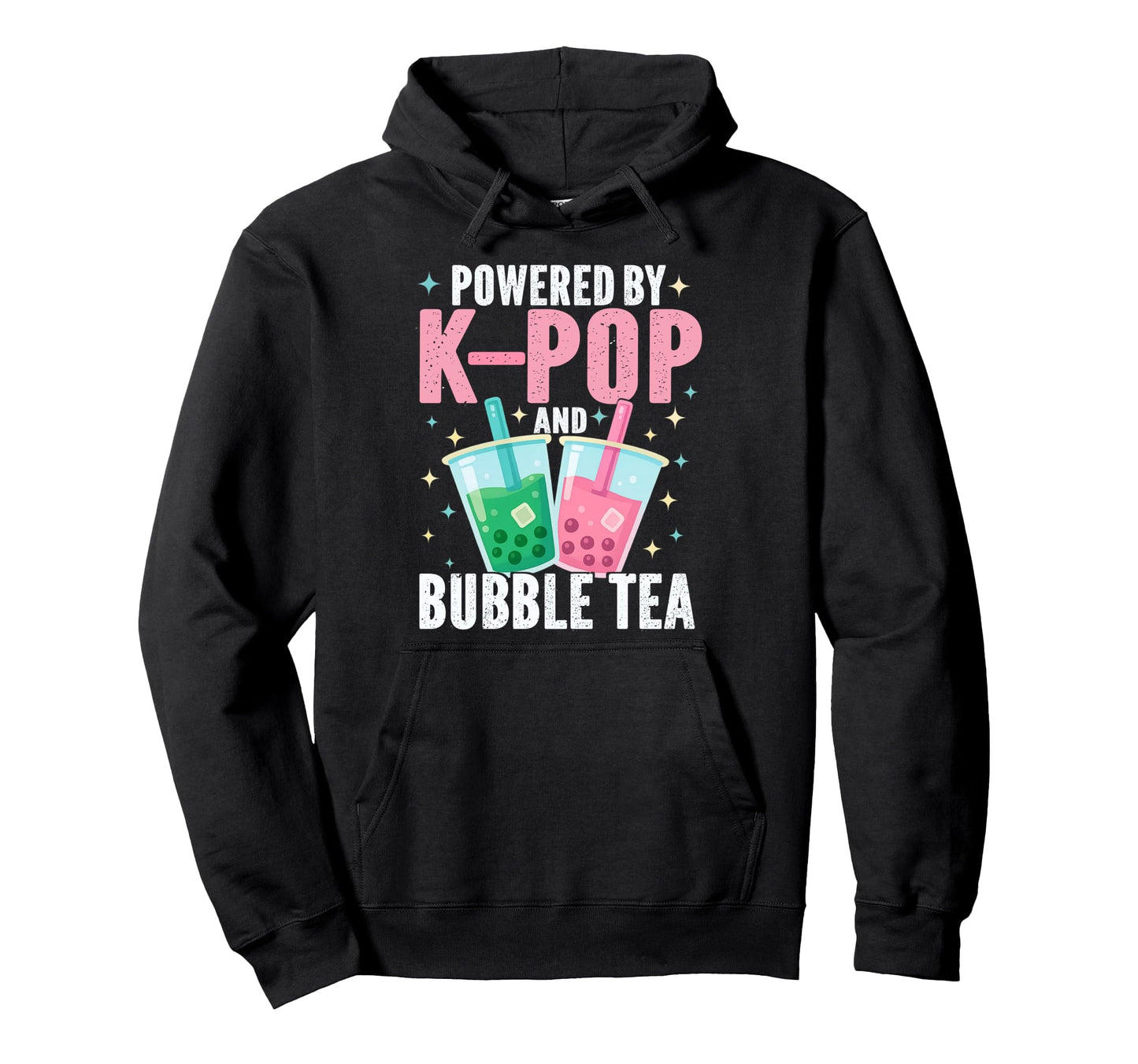 Powered Kpop And Bubble Tea Boba Korean Hoodie - Fun Novelty Design Unisex - T-Shirt, Sweatshirt, Hoodie