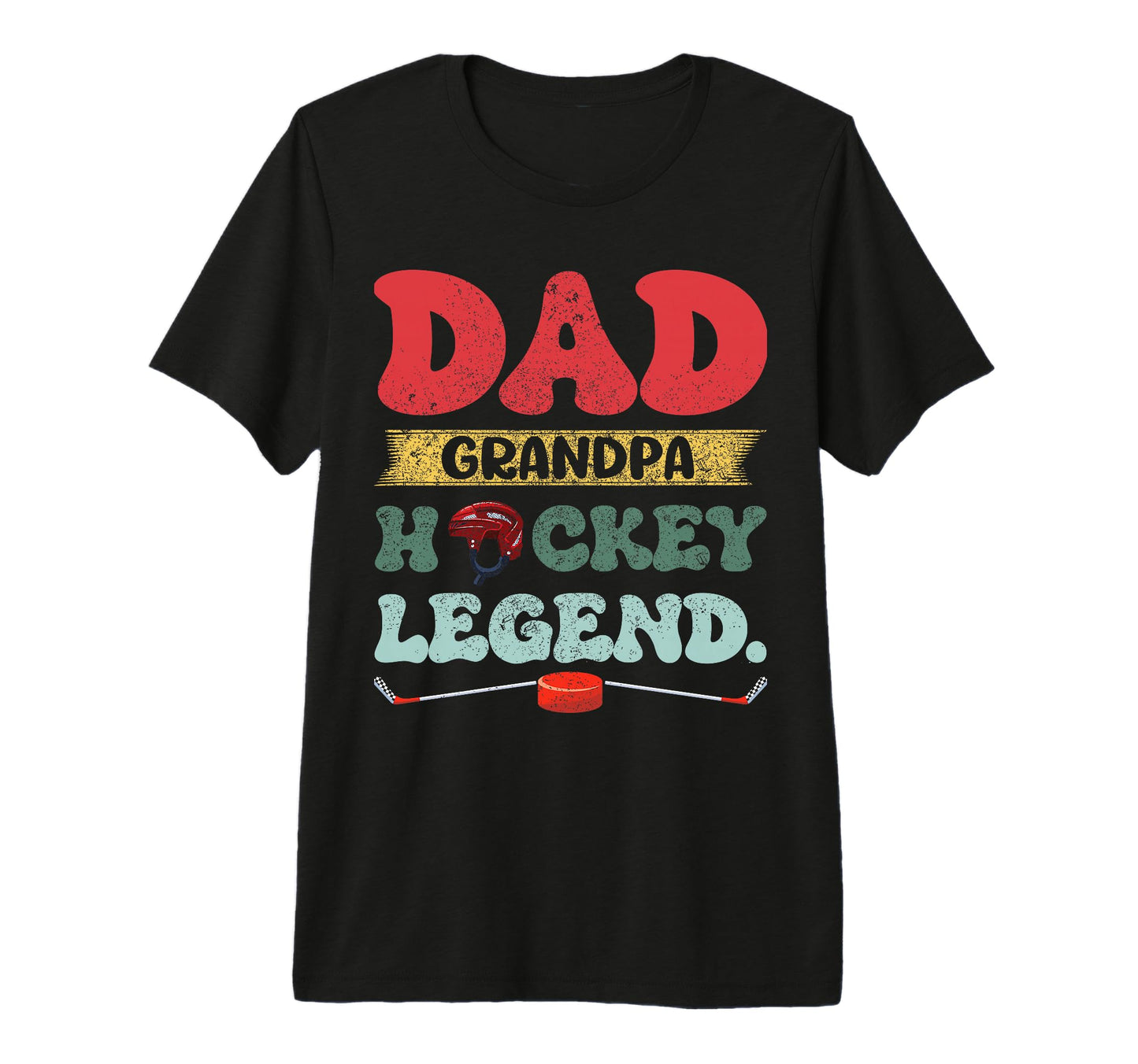 Mens Dad Grandpa Hockey Legend Tri Blend T-Shirt - Graphic Print for Adults - T-Shirt, Sweatshirt, Hoodie