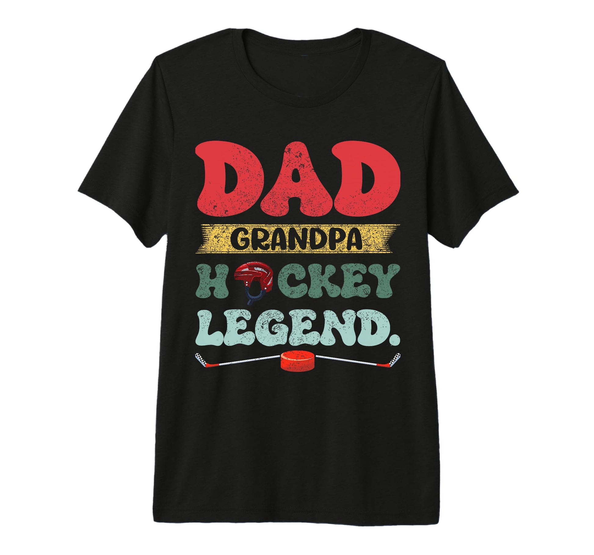 Mens Dad Grandpa Hockey Legend Tri Blend T-Shirt - Graphic Print for Adults - T-Shirt, Sweatshirt, Hoodie