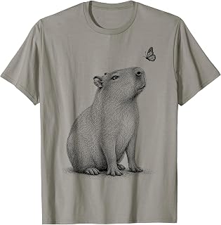 Cute Capybara with Butterfly Tee Girls Men Kids T-Shirt Unisex T-shirt, Sweatshirt, Hoodie, Long Sleeve Tee - T-Shirt, Sweatshirt, Hoodie