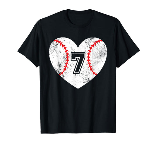 Baseball Heart Player 7 Baseball Mom Dad T-Shirt - Graphic Print Men Women - T-Shirt, Sweatshirt, Hoodie