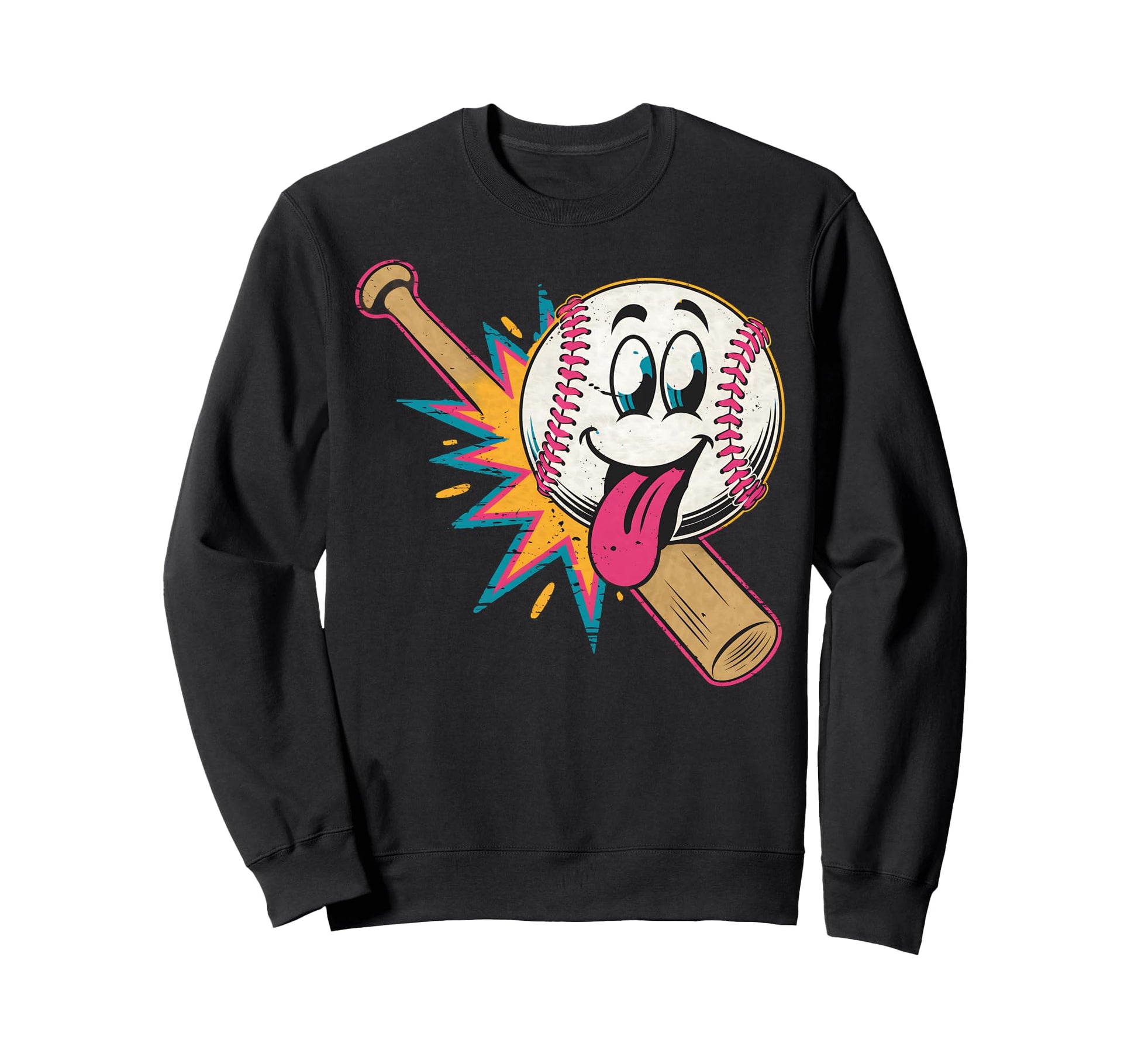 Funny Crazy Baseball Cartoon Pop Sweatshirt - Aesthetic Graphic Men Women - T-Shirt, Sweatshirt, Hoodie