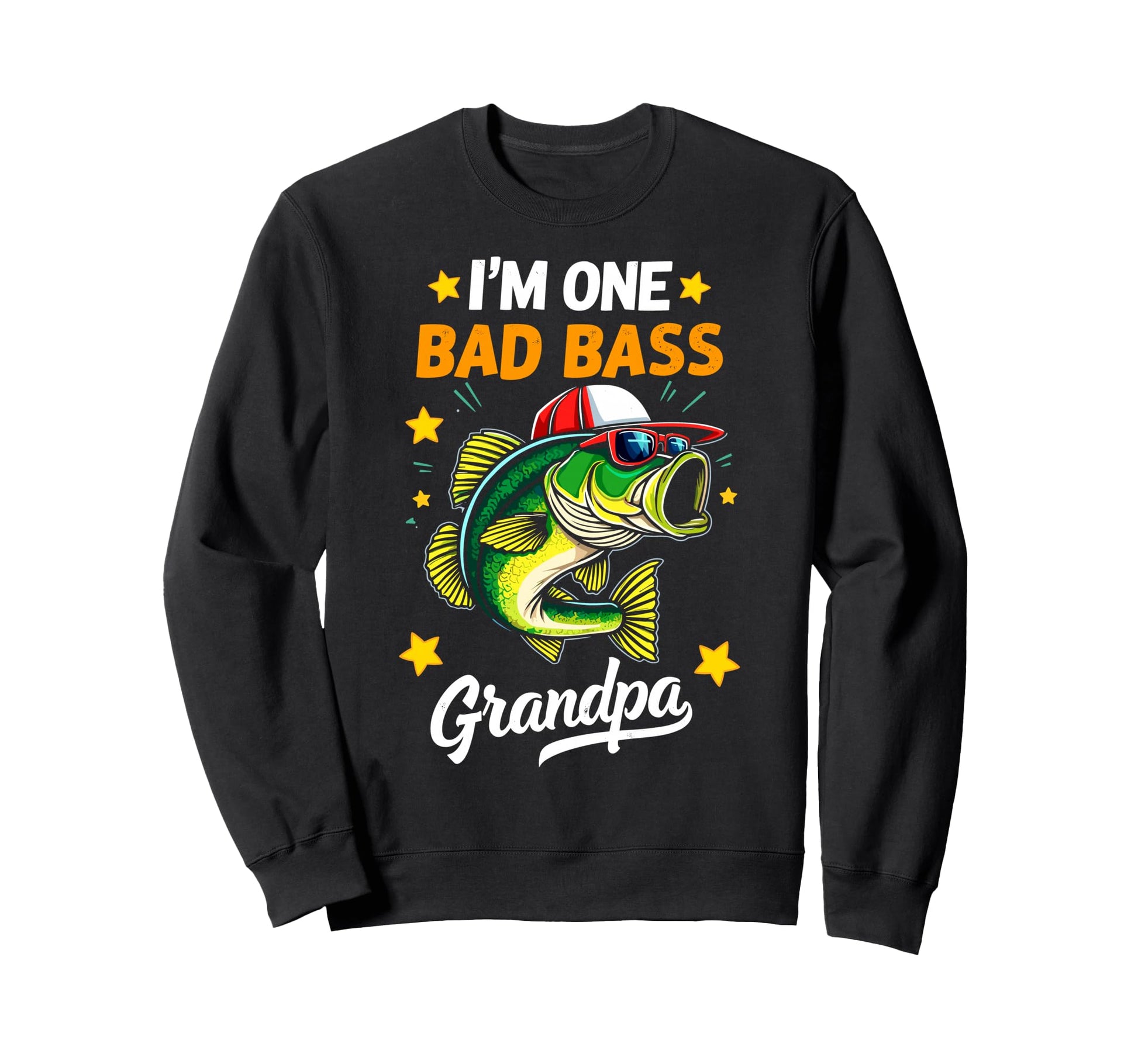 Im One Bad Bass Grandpa Fisherman Sweatshirt - Minimalist Print for Adults - T-Shirt, Sweatshirt, Hoodie