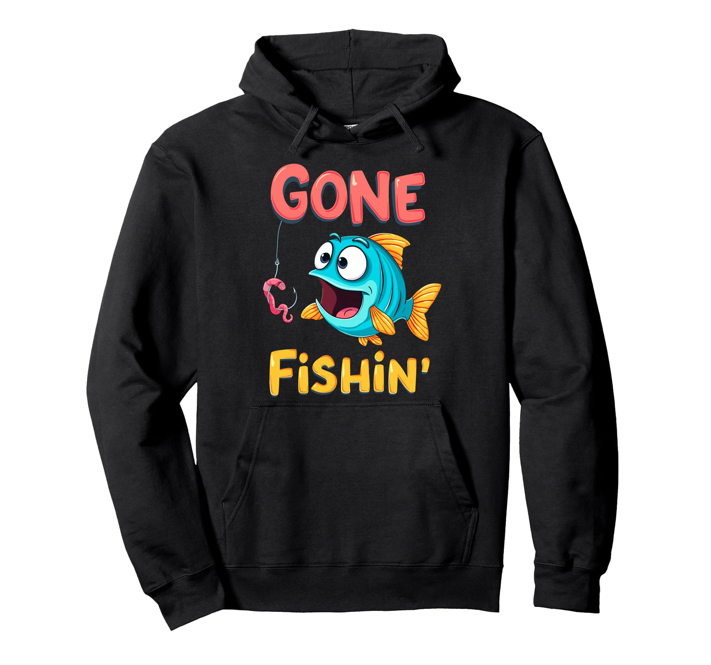Bass Fisherman Gone Fishin Bass Hoodie - Novelty Apparel for Adults - T-Shirt, Sweatshirt, Hoodie