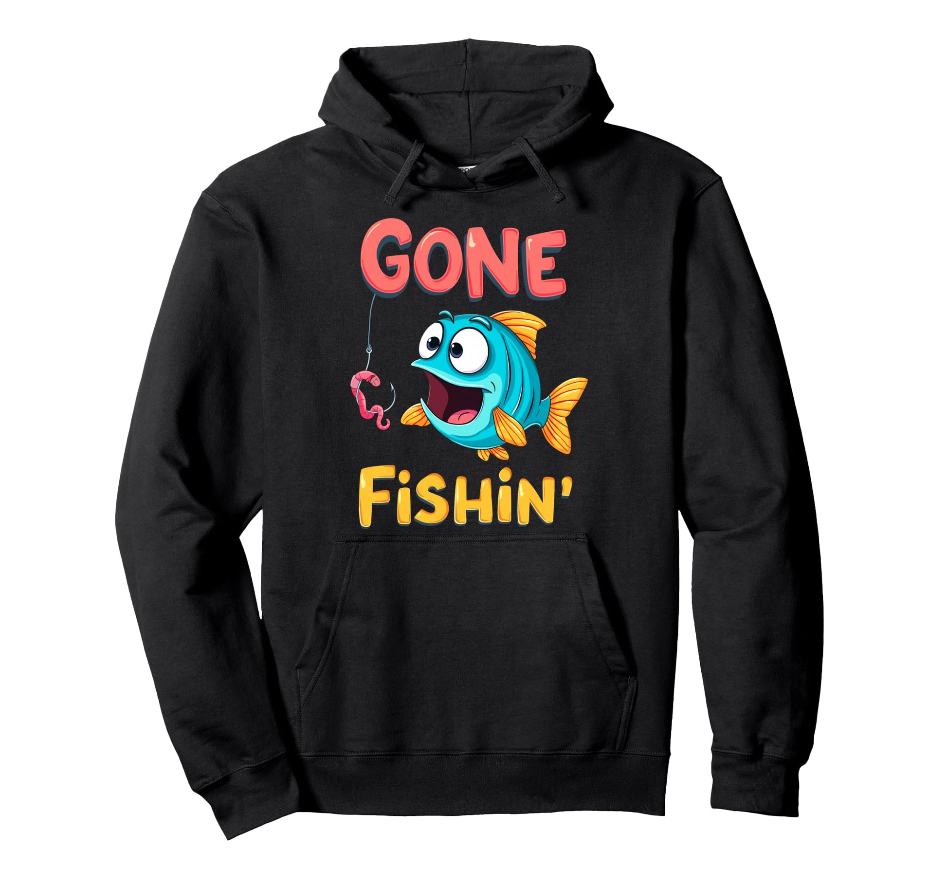 Bass Fisherman Gone Fishin Bass Hoodie - Novelty Apparel for Adults - T-Shirt, Sweatshirt, Hoodie