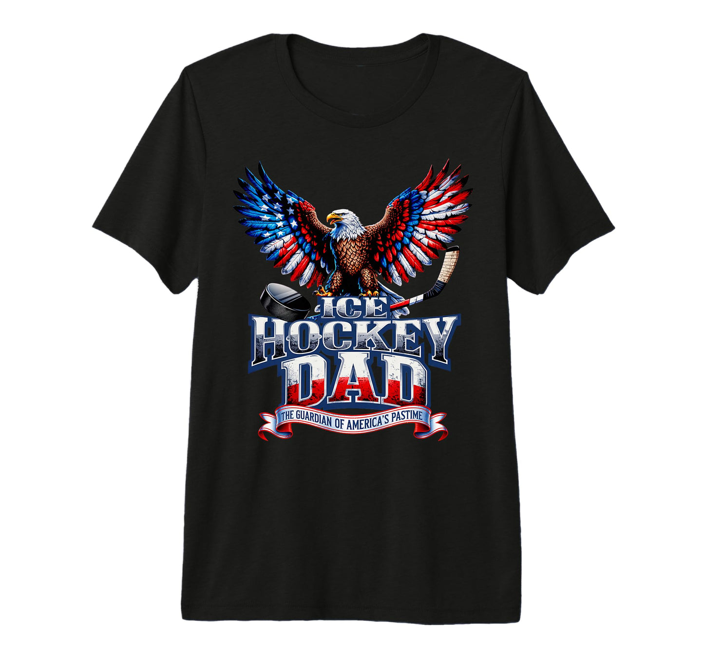 Mens Ice Hockey Dad American Flag T-Shirt - Custom Art Print Men Women - T-Shirt, Sweatshirt, Hoodie