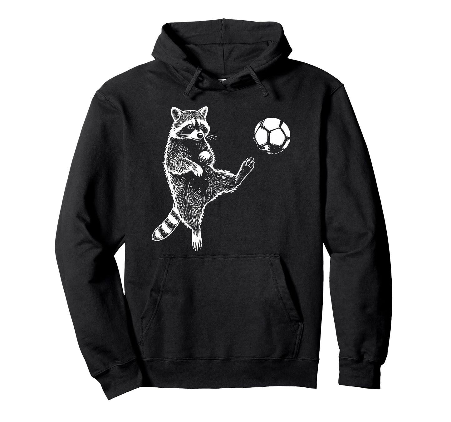 Funny Raccoon Soccer Balls Player Fan Hoodie - Novelty Apparel for Adults - T-Shirt, Sweatshirt, Hoodie