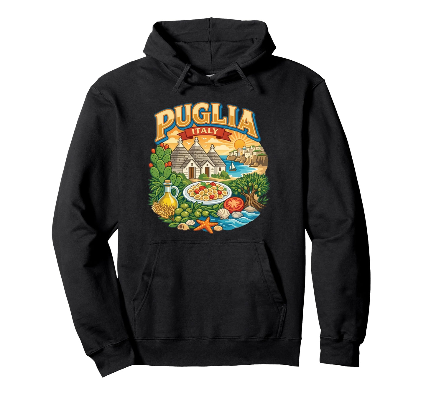 Puglia Italy Italian Beach Coastal Hoodie - Casual Everyday Wear Unisex - T-Shirt, Sweatshirt, Hoodie