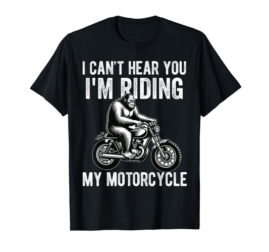 Bigfoot Motorcycle Sasquatch Dad T-Shirt - Casual Everyday Wear Men Women - T-Shirt, Sweatshirt, Hoodie