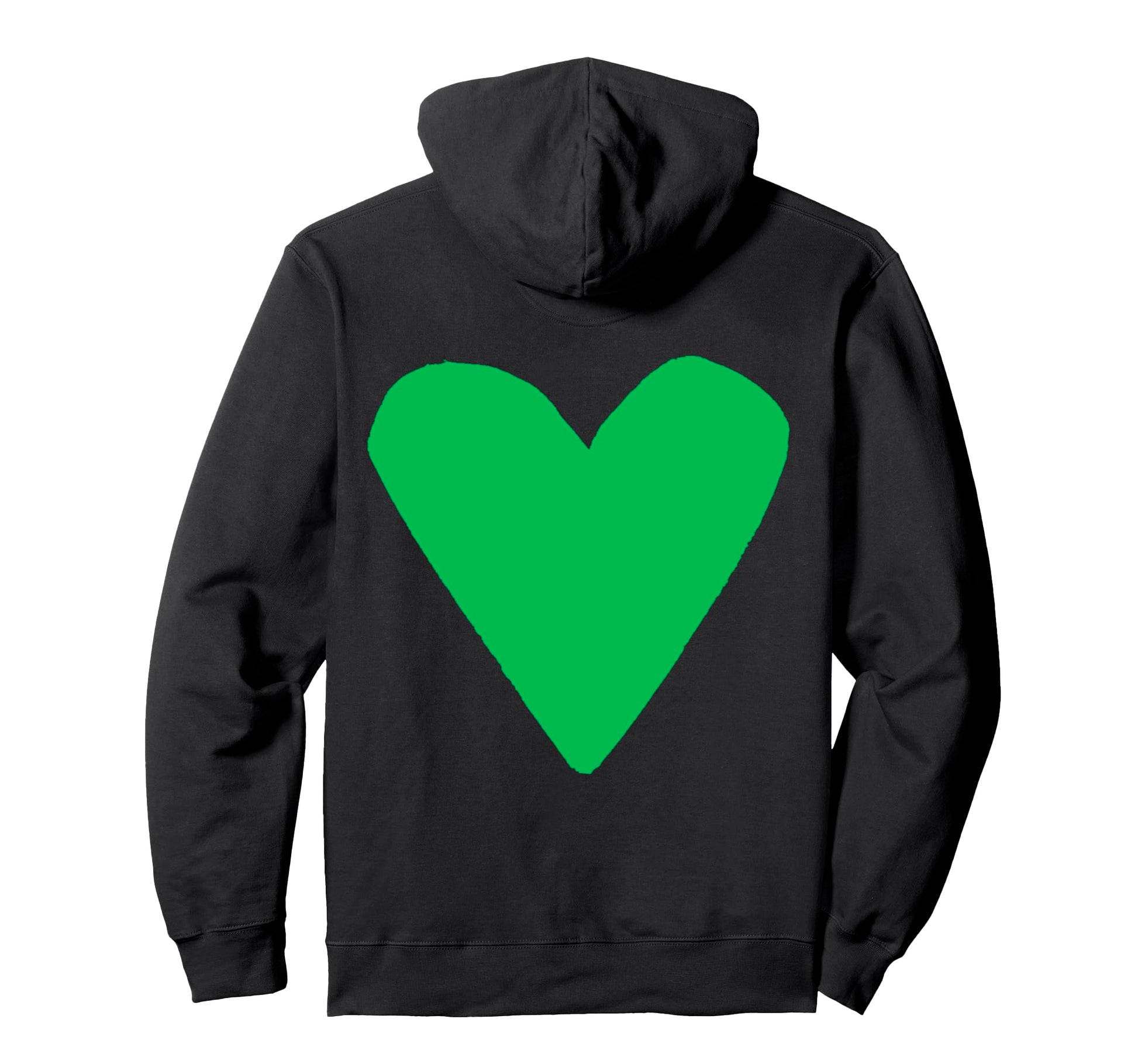 Green Heart Back Hoodie - Graphic Print Men Women - T-Shirt, Sweatshirt, Hoodie