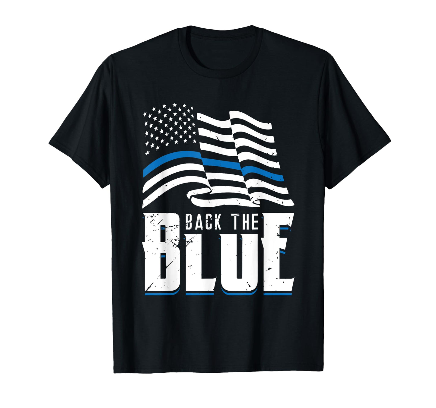 Back Blue Line American Flag Police T-Shirt - Graphic Print for Adults - T-Shirt, Sweatshirt, Hoodie