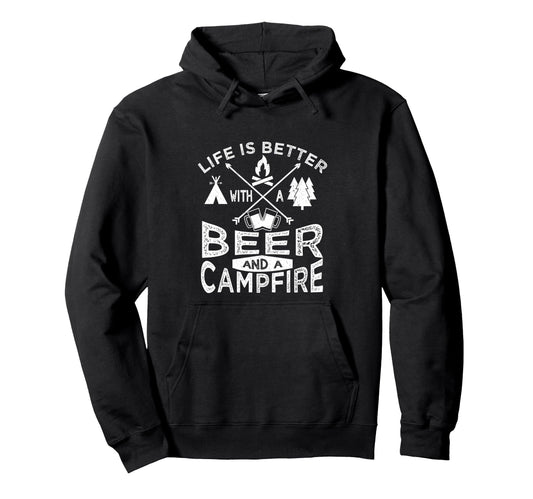 Camping Beer Campfire Tent Hoodie - Custom Art Print Unisex - T-Shirt, Sweatshirt, Hoodie