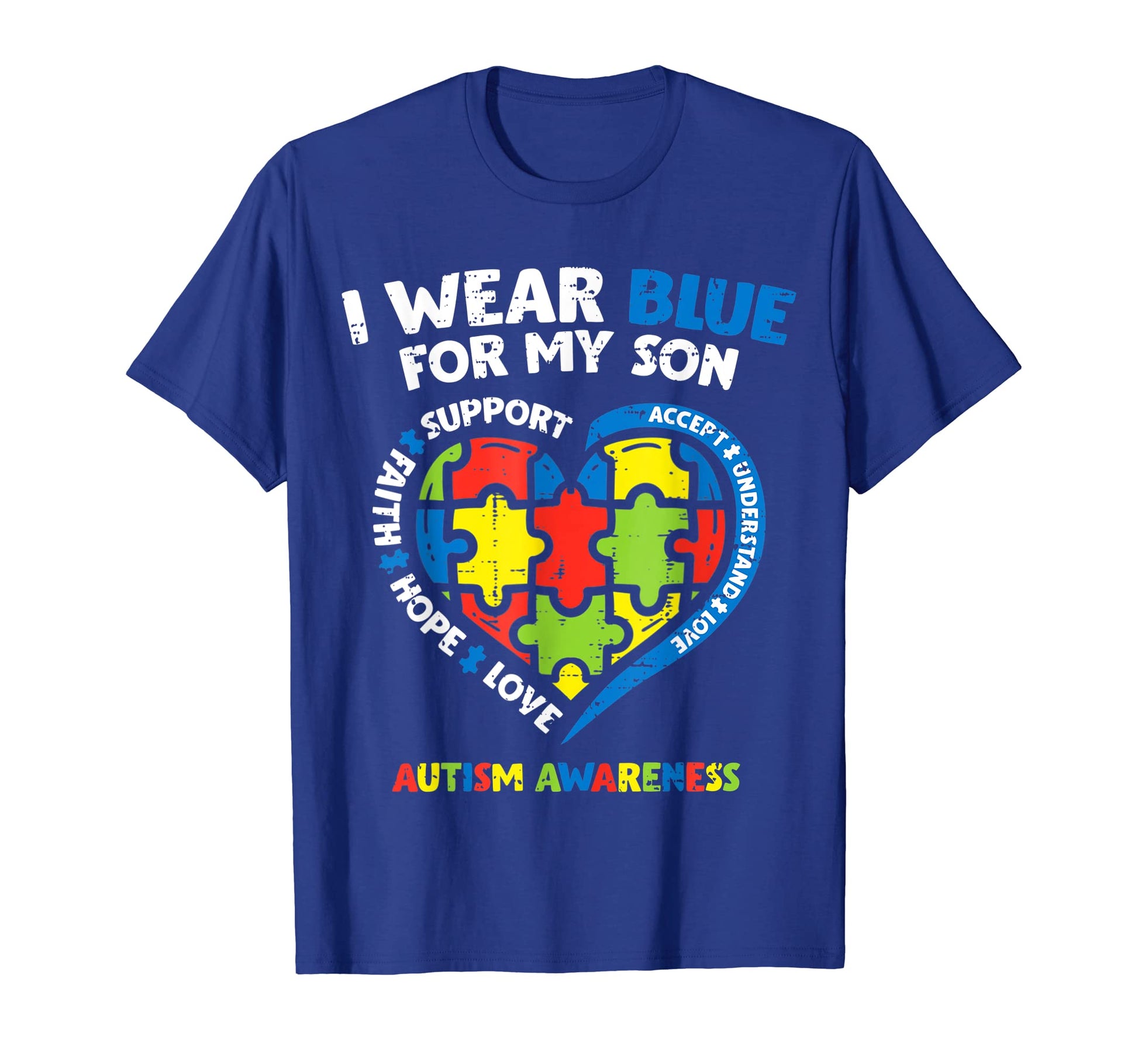 I Wear Blue My Son Autism Awareness T-Shirt - Minimalist Print Men Women - T-Shirt, Sweatshirt, Hoodie