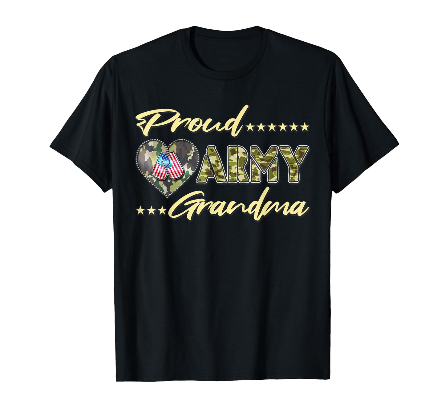Proud Army Grandma Us Flag Dog Tag T-Shirt - Unique Graphic for Adults - T-Shirt, Sweatshirt, Hoodie