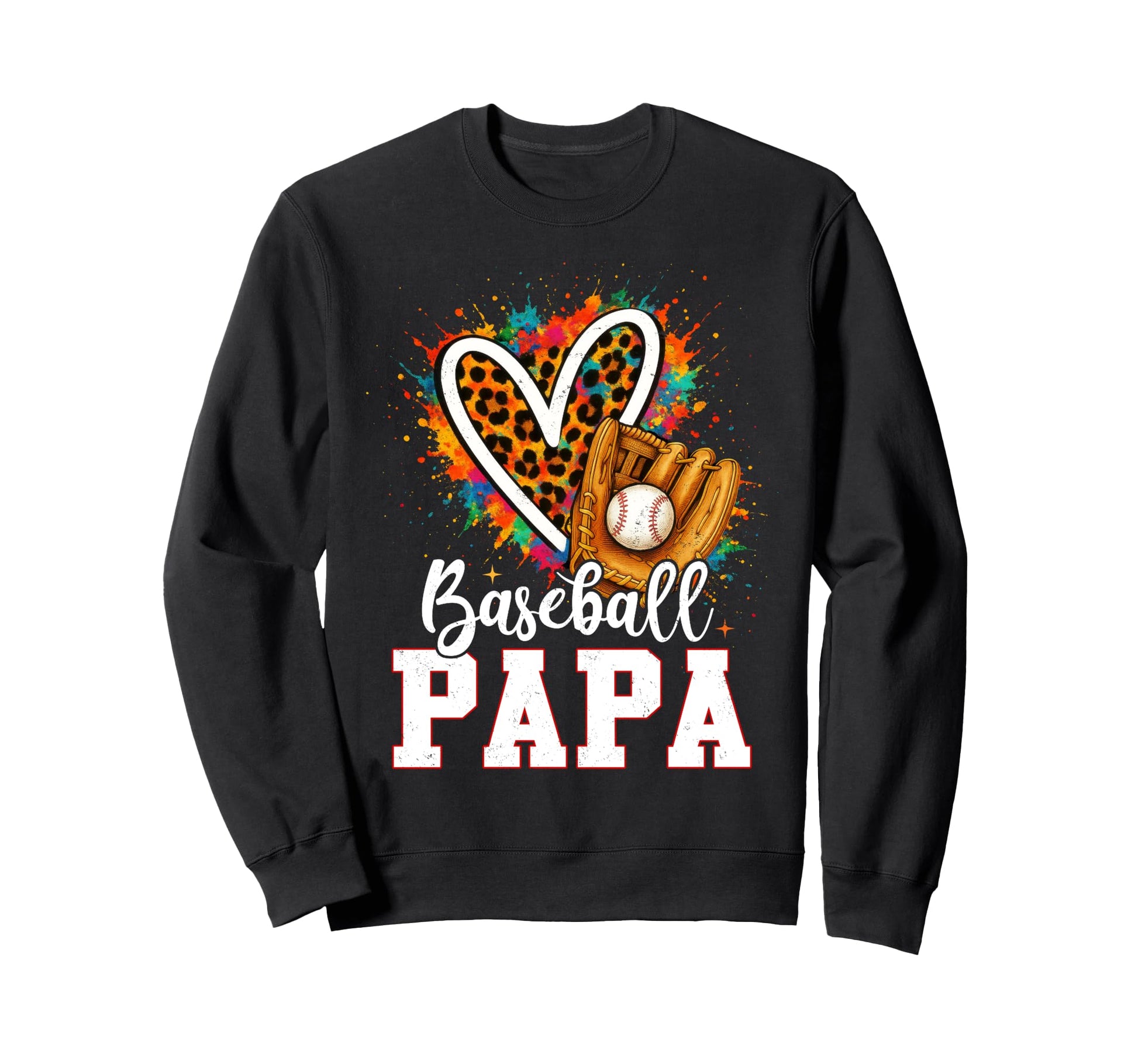 My Favorite Baseball Dad Leopard Heart T-Shirt - Graphic Print Men Women - T-Shirt, Sweatshirt, Hoodie