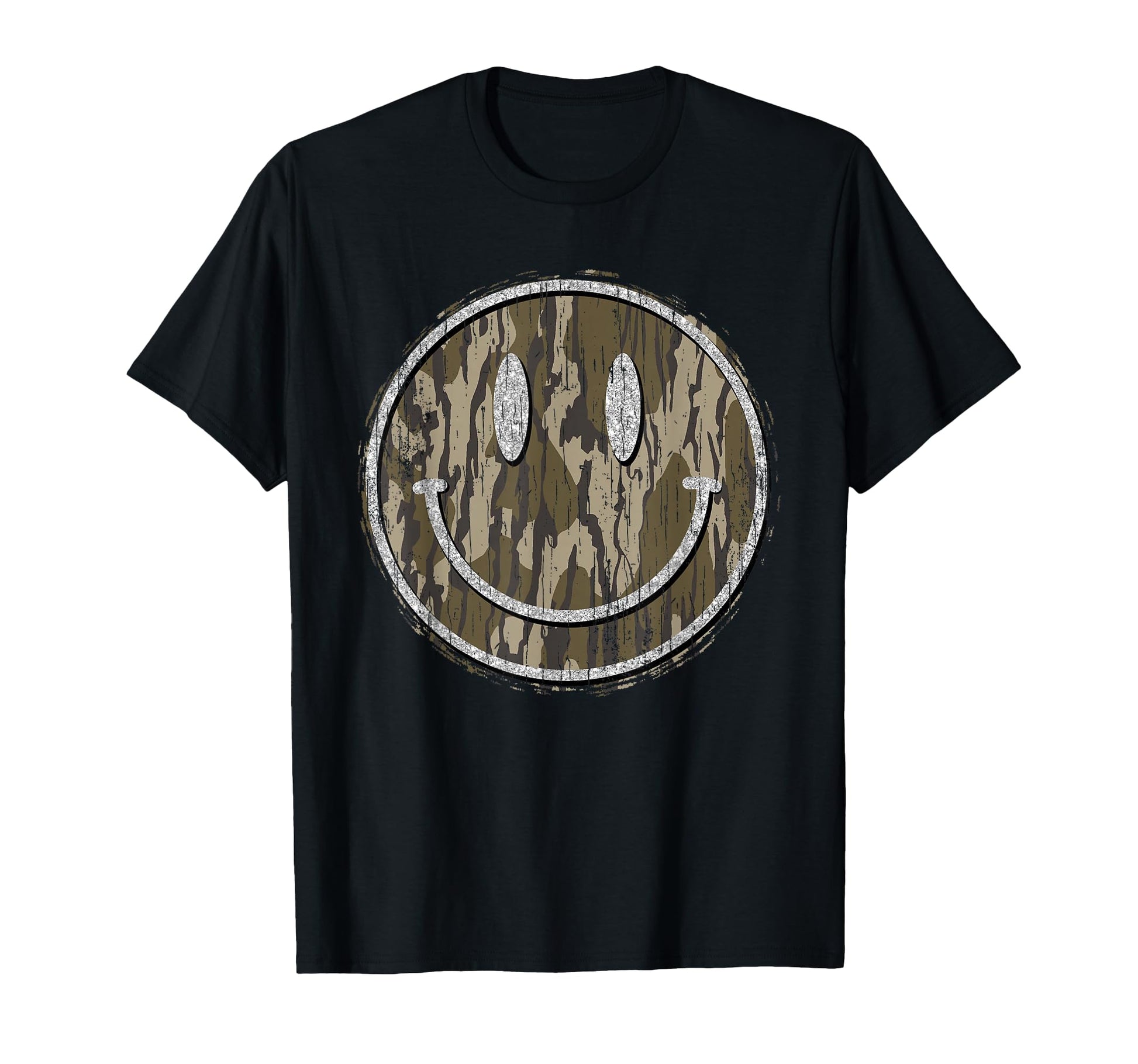 Hunting Camo Smile Face Camouflage T-Shirt - Graphic Print for Adults - T-Shirt, Sweatshirt, Hoodie