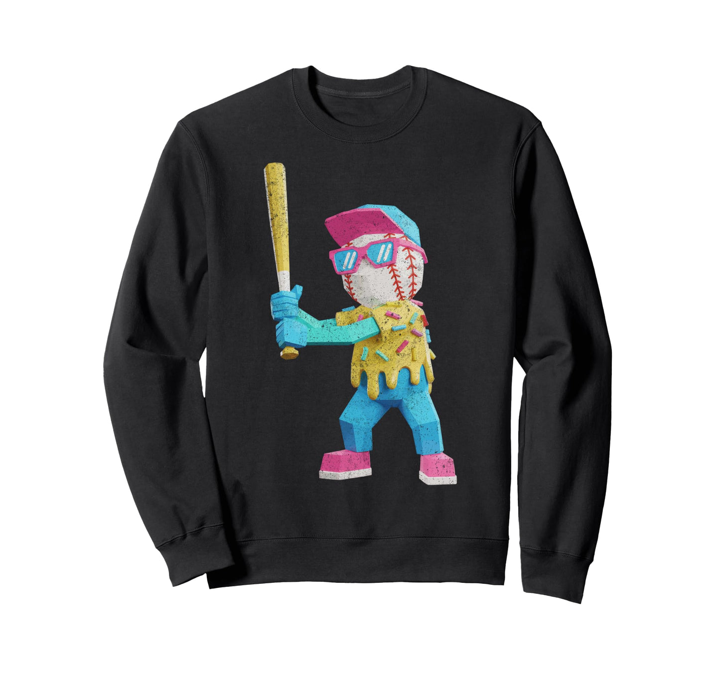 Baseball Ice Cream Drip Gamer T-Shirt - Casual Everyday Wear for Adults - T-Shirt, Sweatshirt, Hoodie
