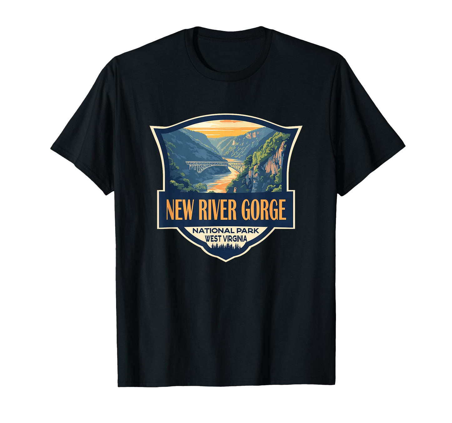 New River Gorge National Park Illustration T-Shirt - Graphic Print Unisex - T-Shirt, Sweatshirt, Hoodie