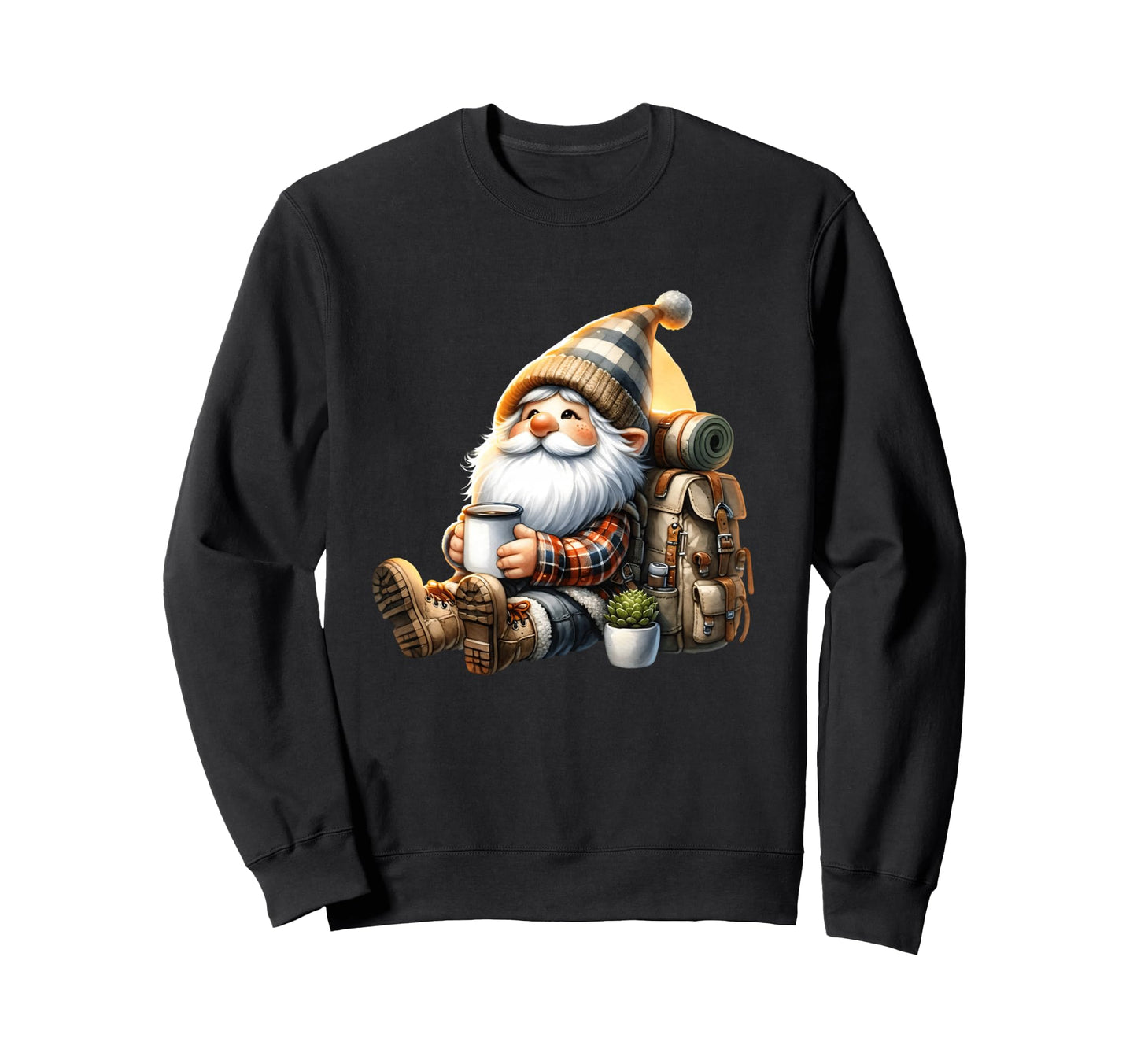 Funny Hiker Gnome Dad Hiking Sweatshirt - Novelty Apparel for Adults - T-Shirt, Sweatshirt, Hoodie