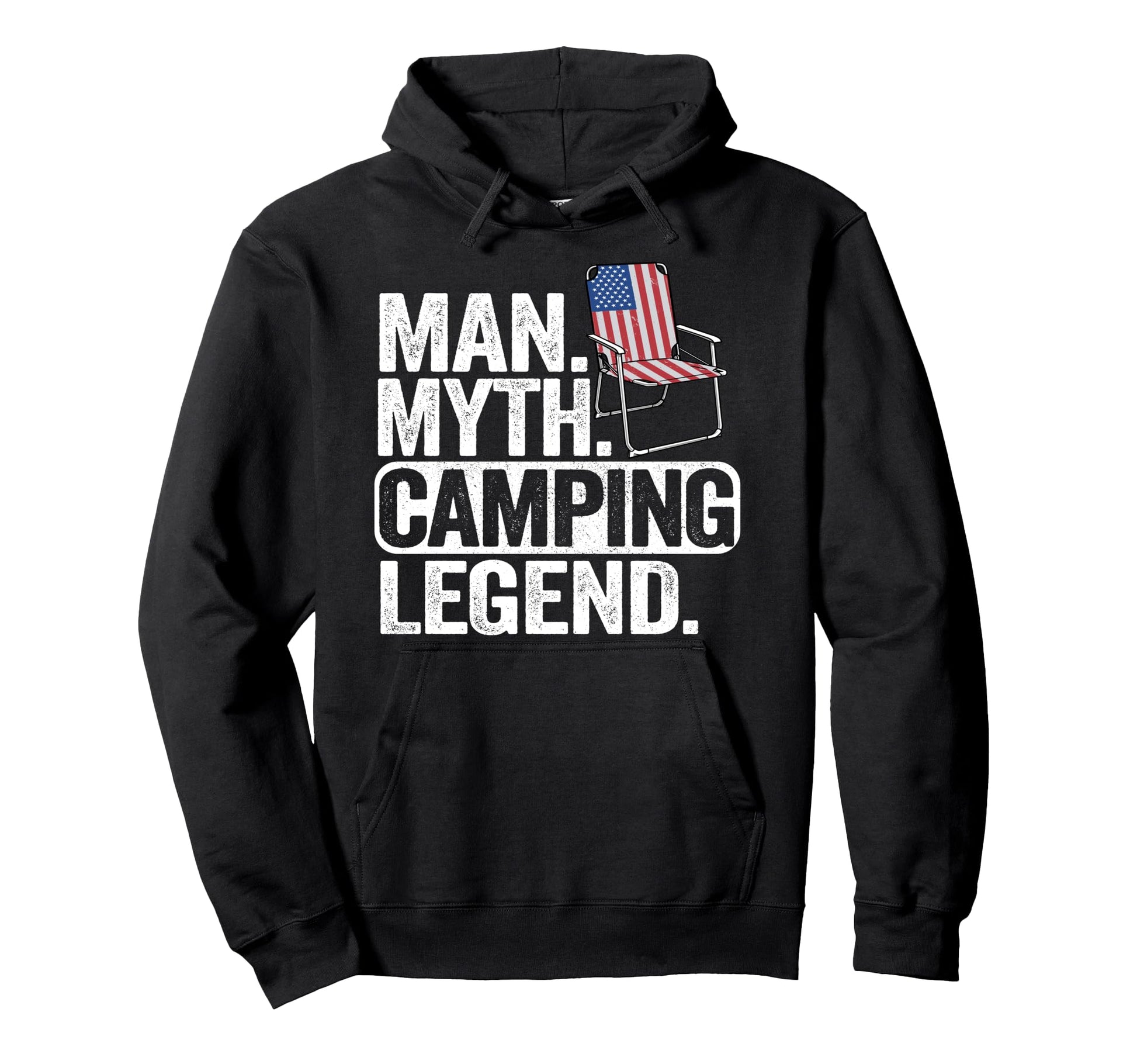 Myth Camping Legend Us American Flag Hoodie - Aesthetic Graphic Unisex - T-Shirt, Sweatshirt, Hoodie