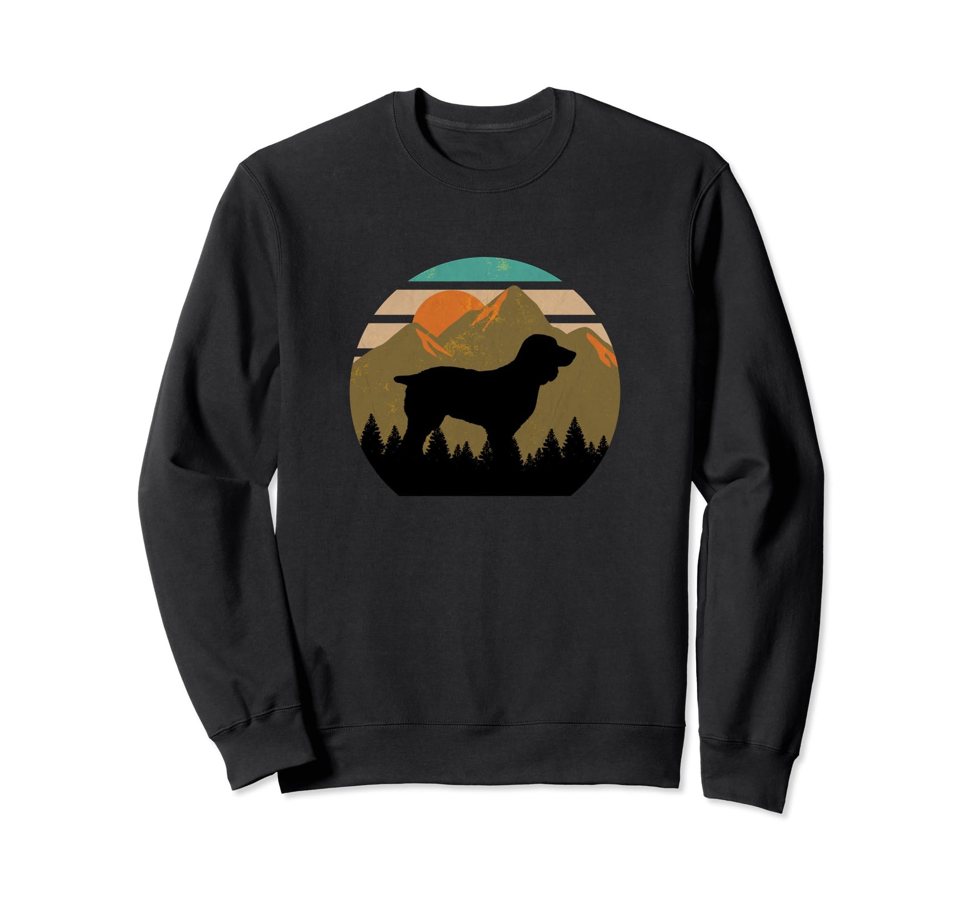 Boykin Dog Sunset Distressed Hiking Sweatshirt - Graphic Print for Adults - T-Shirt, Sweatshirt, Hoodie