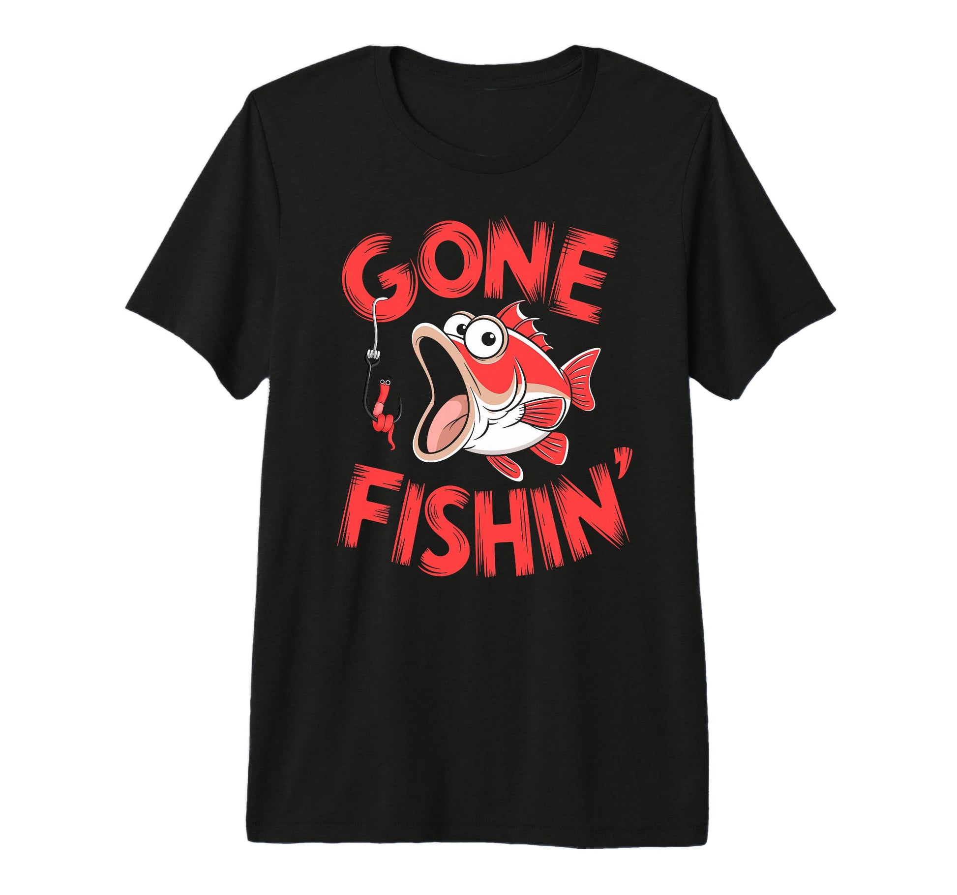 Bass Fisherman Gone Fishin Bass Fishing T-Shirt - Custom Art Print Unisex - T-Shirt, Sweatshirt, Hoodie