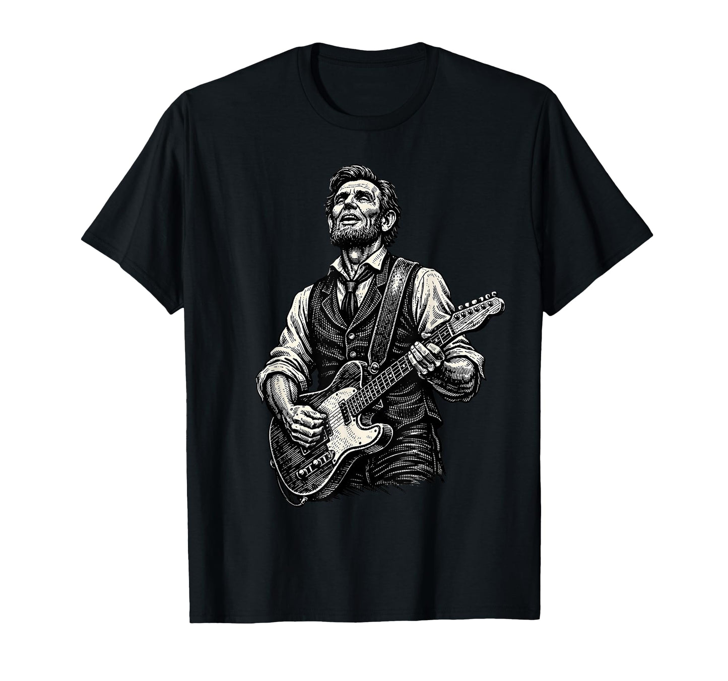 President Abraham Lincoln Playing Guitar T-Shirt - Novelty Apparel Unisex - T-Shirt, Sweatshirt, Hoodie