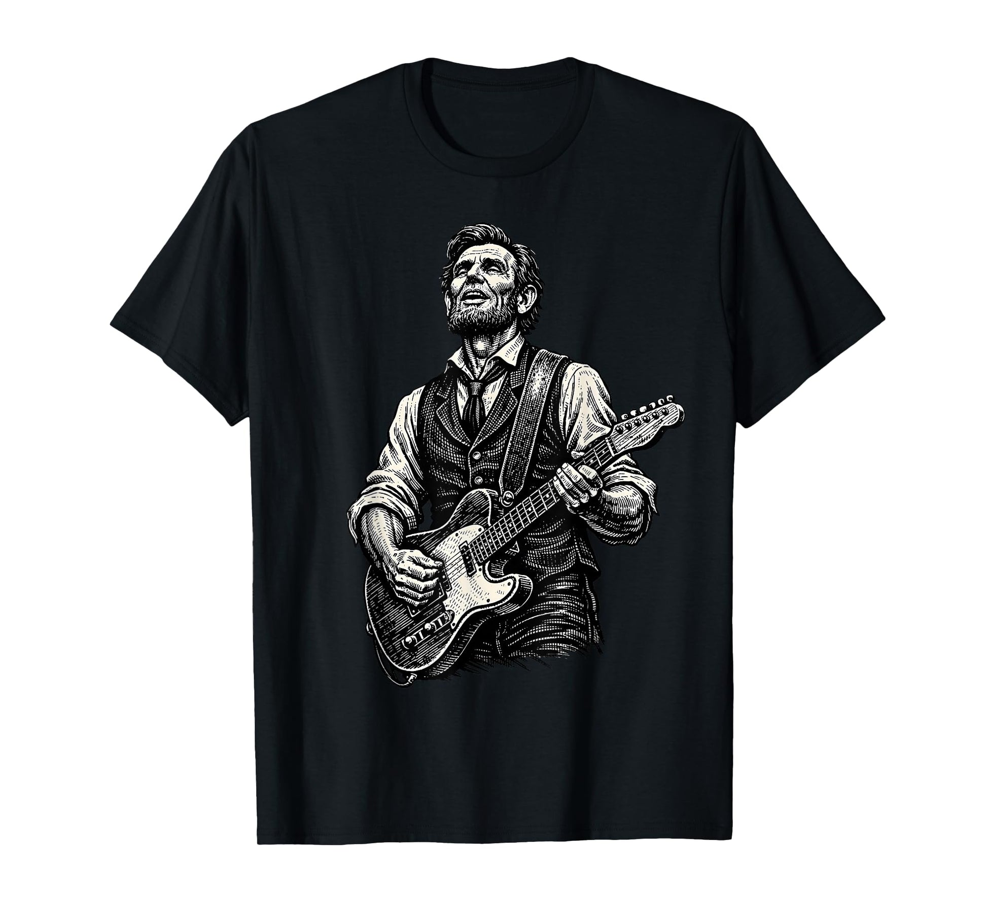 President Abraham Lincoln Playing Guitar T-Shirt - Novelty Apparel Unisex - T-Shirt, Sweatshirt, Hoodie