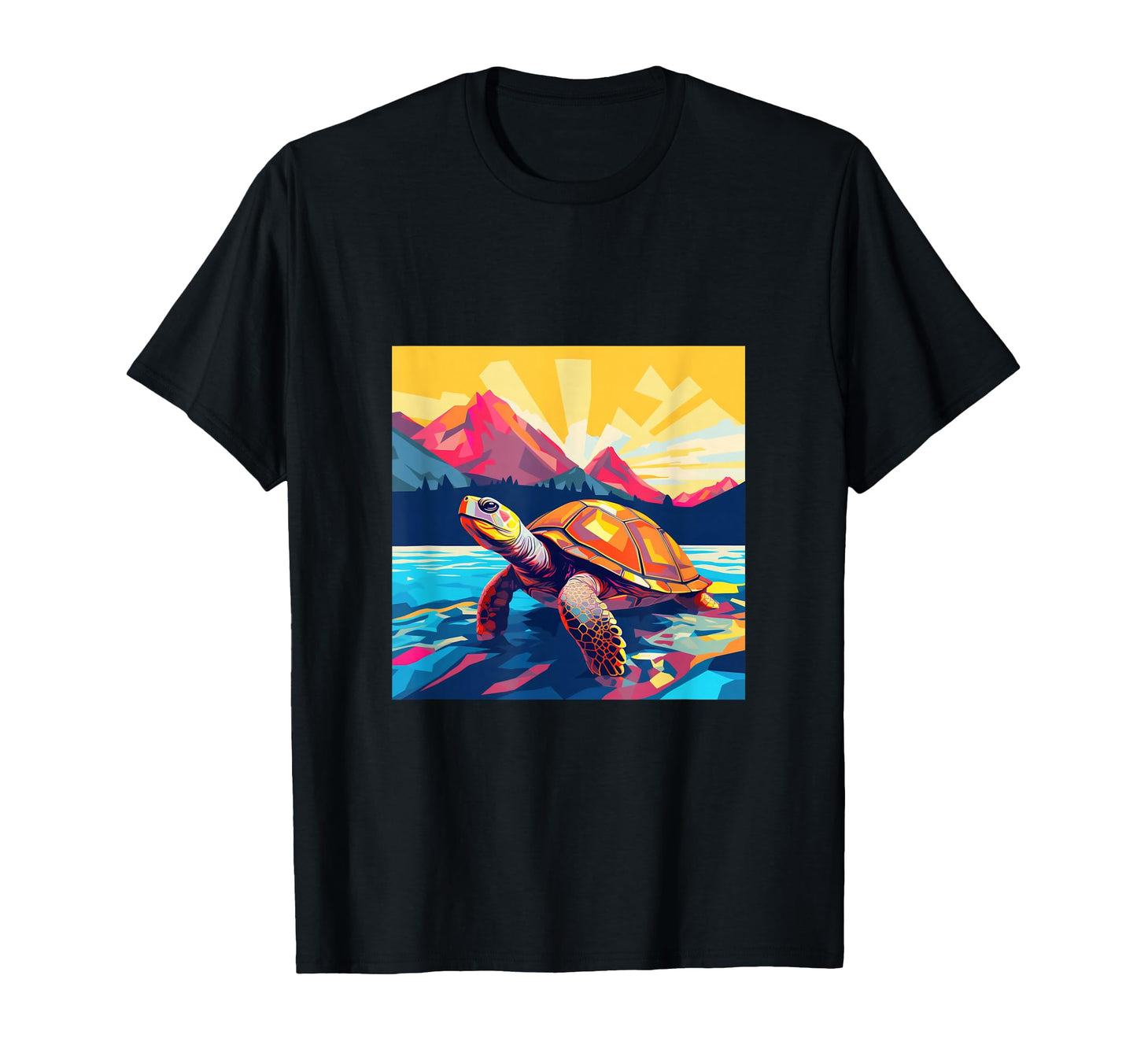Abstract Pop Art Mountain Turtle T-Shirt - Unique Graphic for Adults - T-Shirt, Sweatshirt, Hoodie